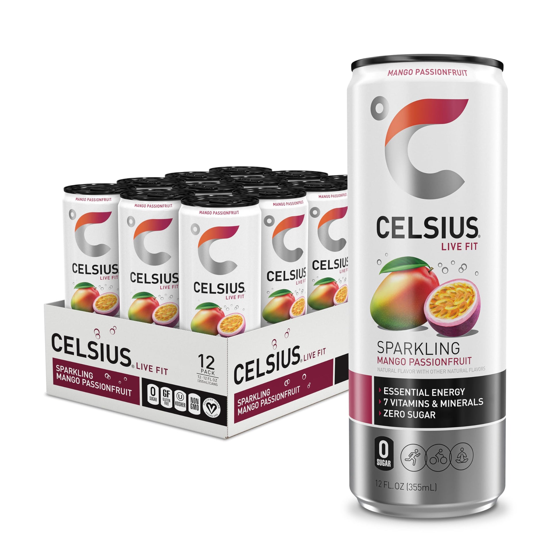 CELSIUS Sparkling Mango Passionfruit, Functional Essential Energy Drink 12 Fl Oz CELSIUS uk supplements