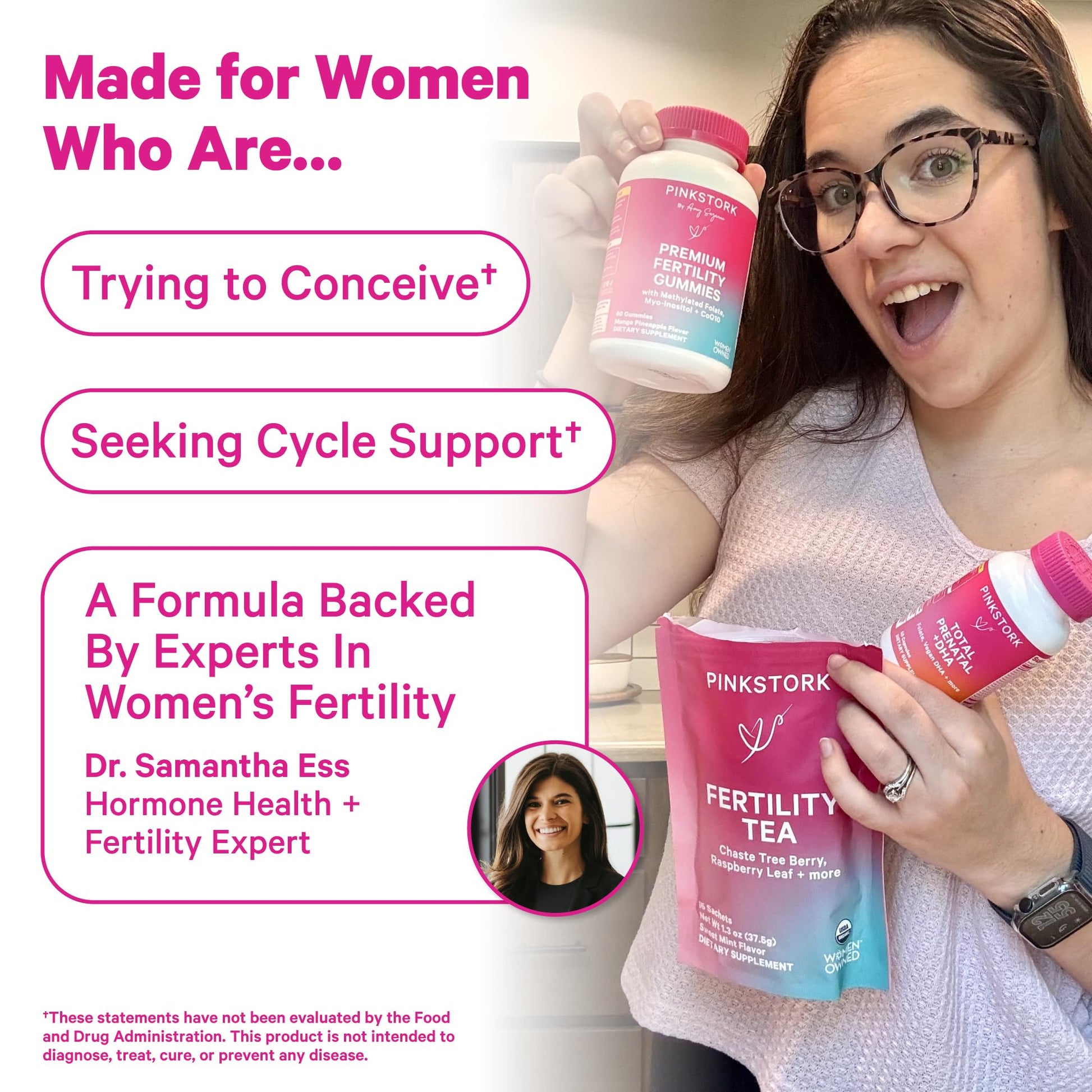 Pink Stork Organic Fertility Tea for Women | Fertility Supplements for Women with Chaste Tree Berry (Vitex) + Red Raspberry Leaf | Hormone Balance Herbal Tea for Conception Support | USDA Organic, Caffeine Free - Sweet Mint, 15 Sachets Pink Stork uk supplements