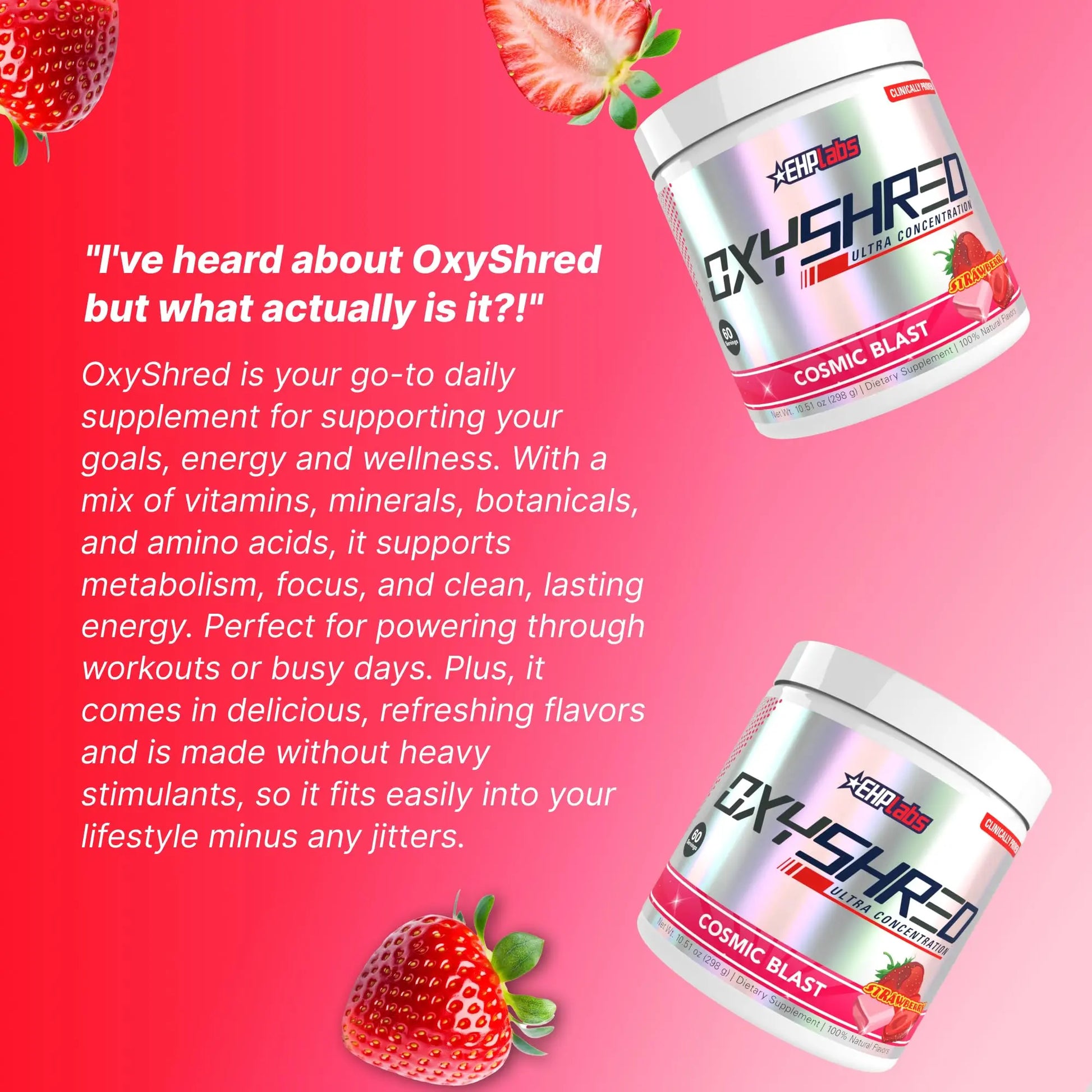 EHP Labs OxyShred Pre Workout Powder - Preworkout Powder with L Glutamine & Acetyl L Carnitine, Energy Boost Drink - Cosmic Blast, 60 Servings EHP Labs uk supplements