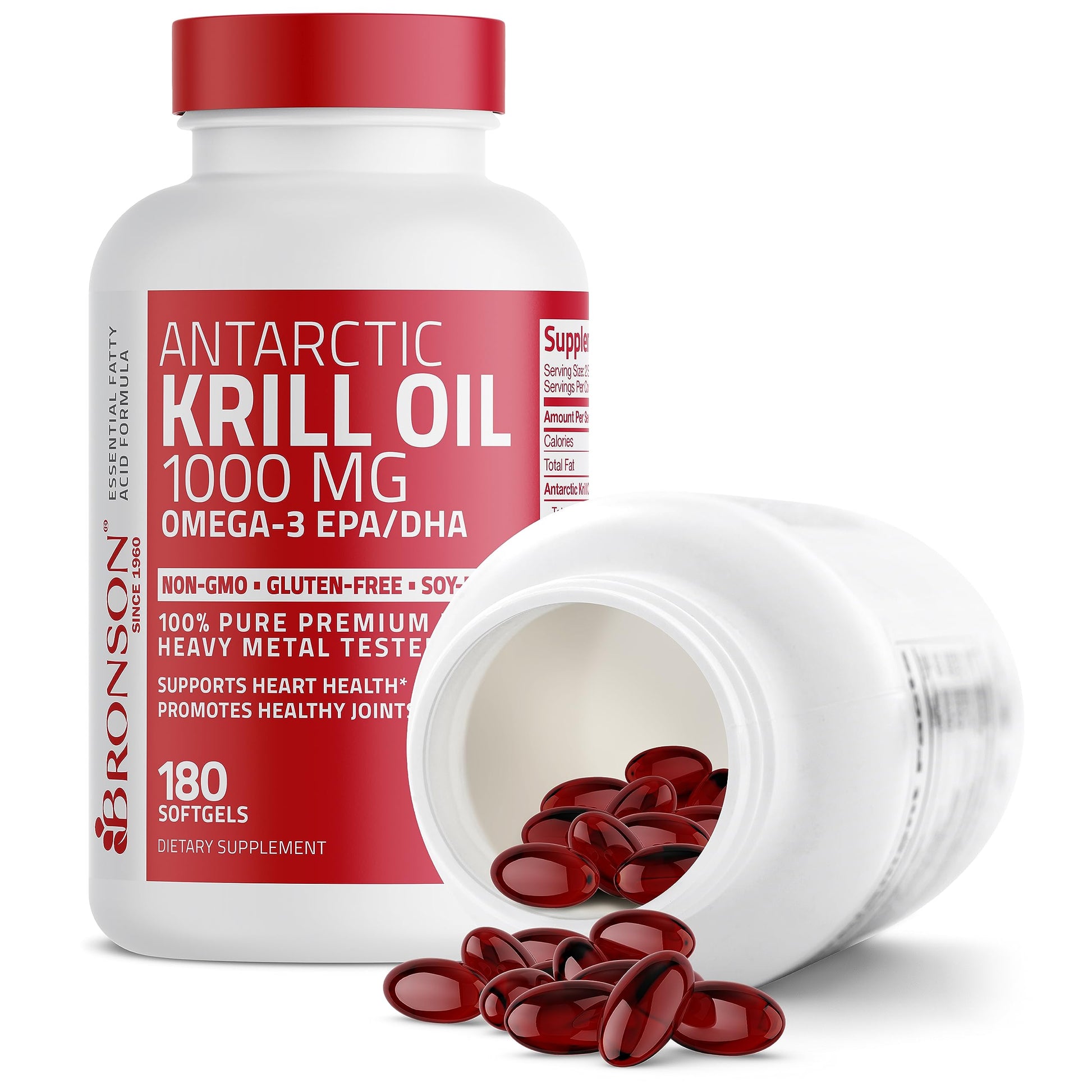 Bronson Antarctic Krill Oil 1000 mg with Omega-3s EPA, DHA, Astaxanthin and Phospholipid Bronson uk supplements