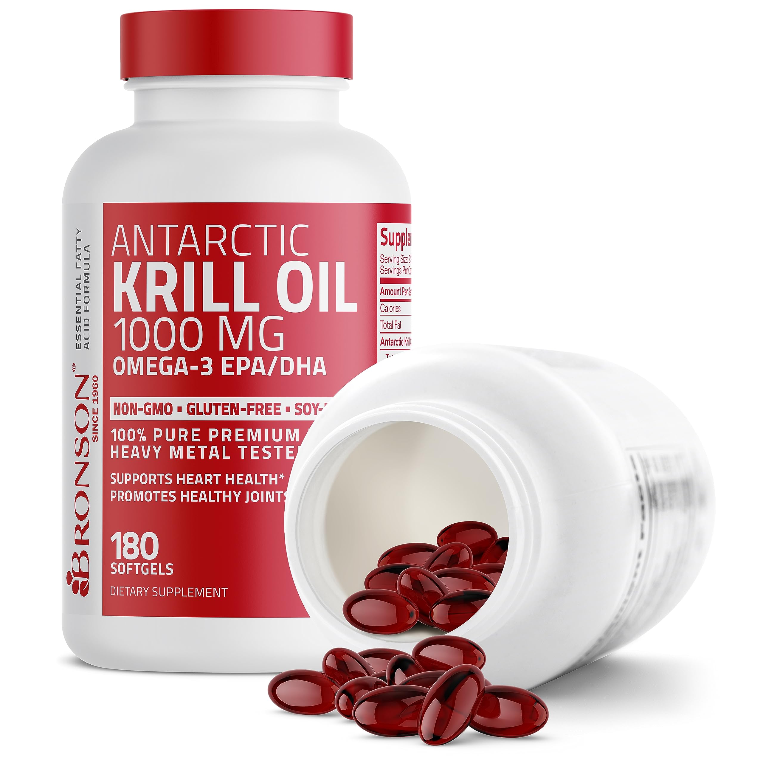Bronson Antarctic Krill Oil 1000 mg with Omega-3s EPA, DHA, Astaxanthin and Phospholipid Bronson uk supplements