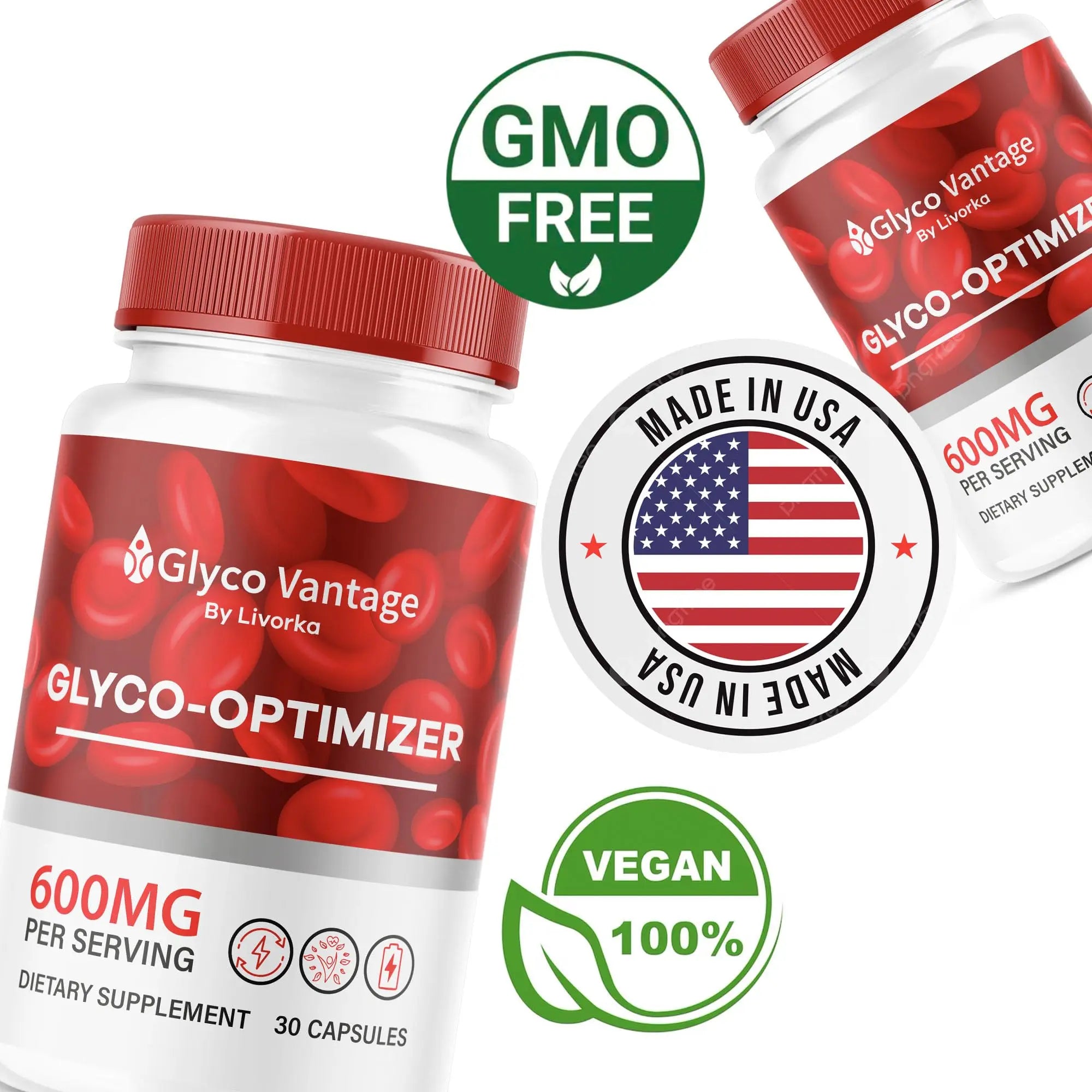 (2 Pack) Glyco Vantage Glyco Optimizer, Glyco Vantage, Glyco Vantage Capsules, Glyco Vantage Joint Optimizer, GlycoVantage Glyco Optimizer Pills, Glyco Vantage Support, 60 Capsules For 2 Months LIVORKA uk supplements