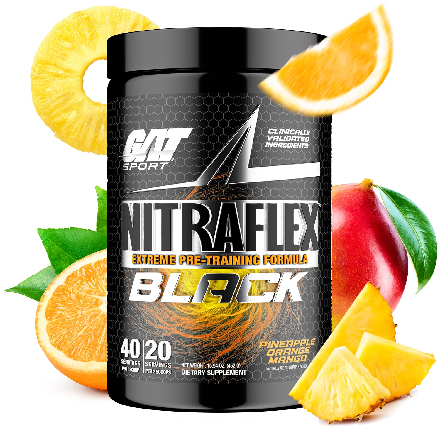 GAT SPORT Nitraflex Black Pre-Workout Powder, Extreme Pre-Training Formula for Men GAT SPORT uk supplements