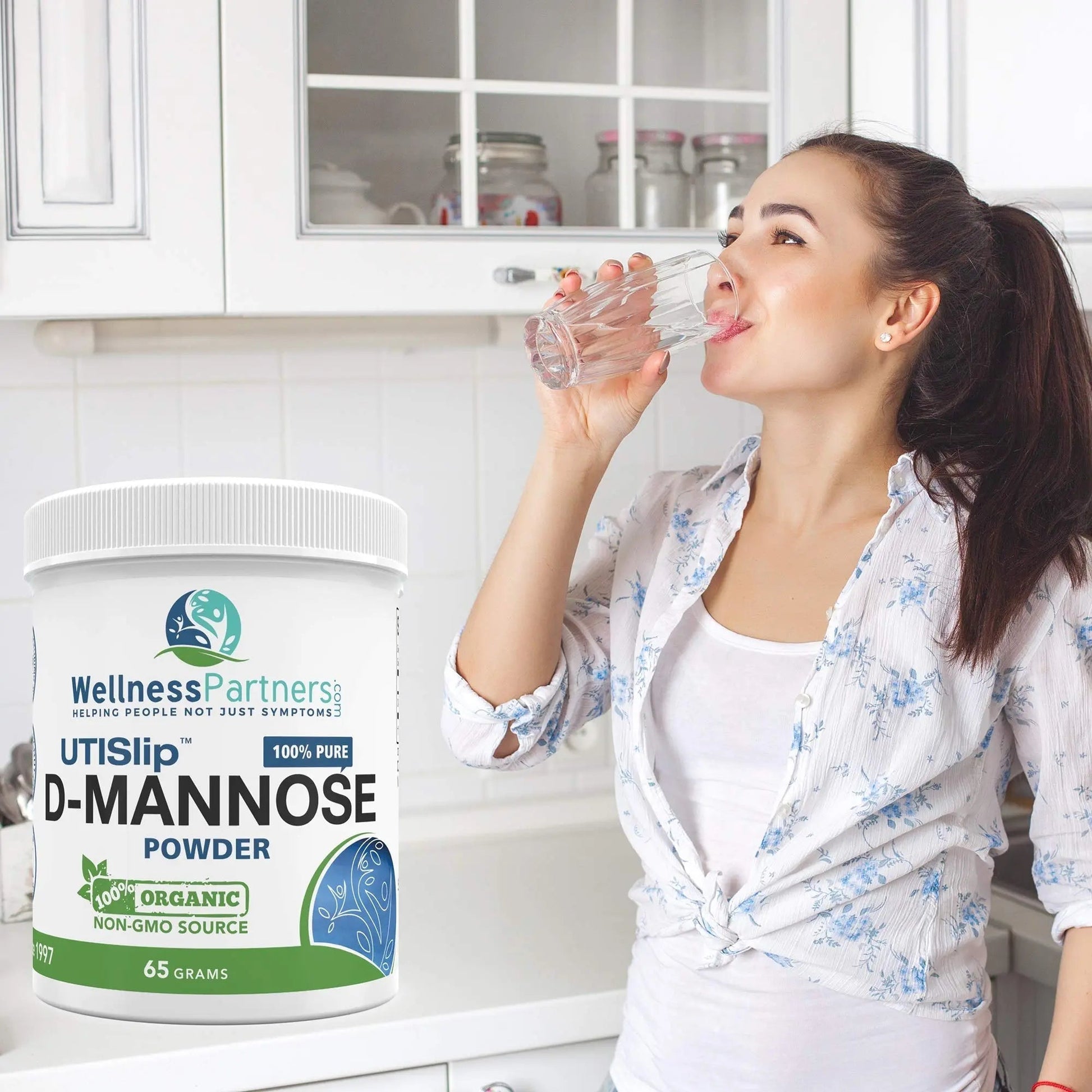 Now New UTI-Slip D Mannose Non GMO Organic Source Powder 65g jar WellnessPartners uk supplements