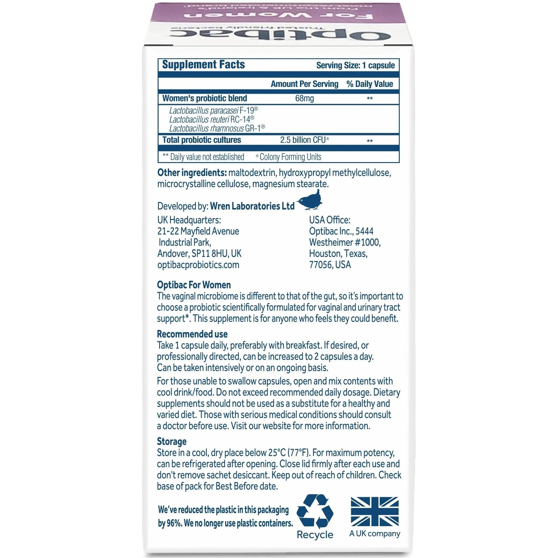 Optibac Probiotics for Women - Vegan Probiotic to Support Vagina Flora and Urinary Tract Health - 14 Capsules Optibac Probiotics uk supplements