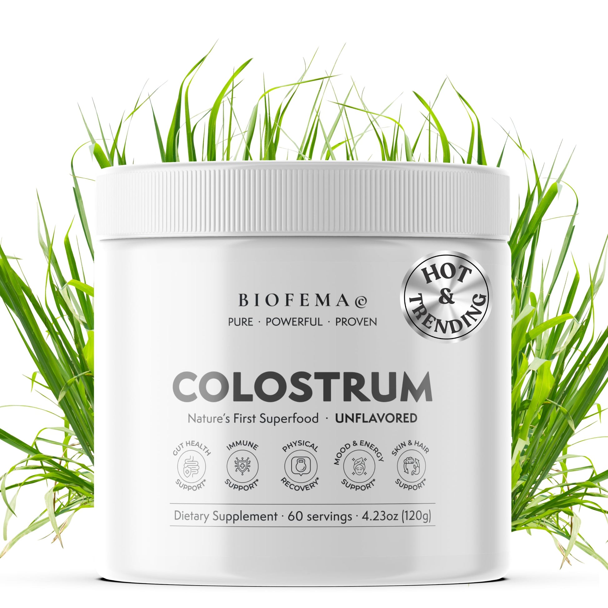 BIOFEMA Bovine Colostrum Supplement - Natures Superfood – First Milk Powder Magic for Gut Health, Immune Support, Physical Recovery, Skin, Hair & Nail Health BIOFEMA uk supplements