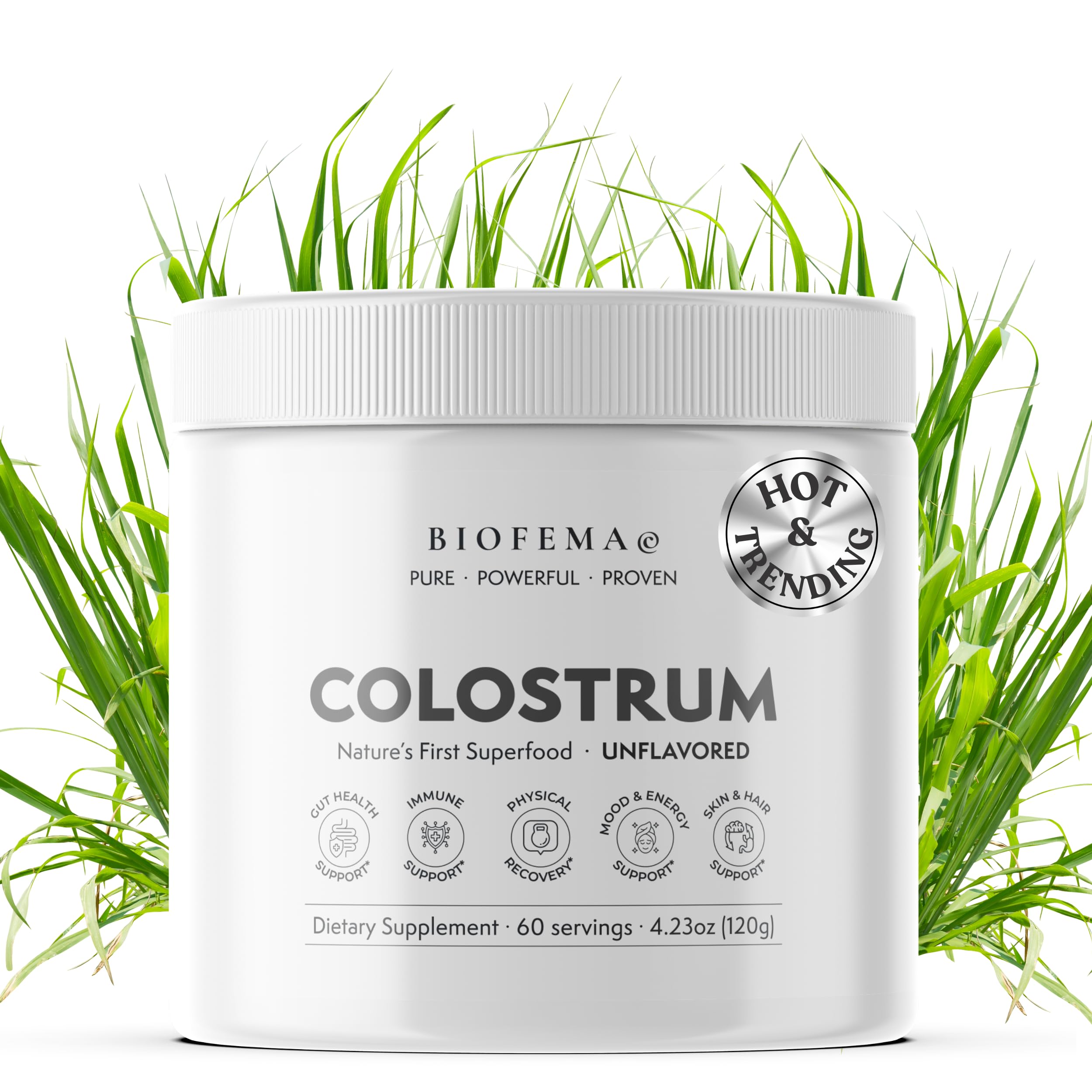 BIOFEMA Bovine Colostrum Supplement - Natures Superfood – First Milk Powder Magic for Gut Health, Immune Support, Physical Recovery, Skin, Hair & Nail Health BIOFEMA uk supplements