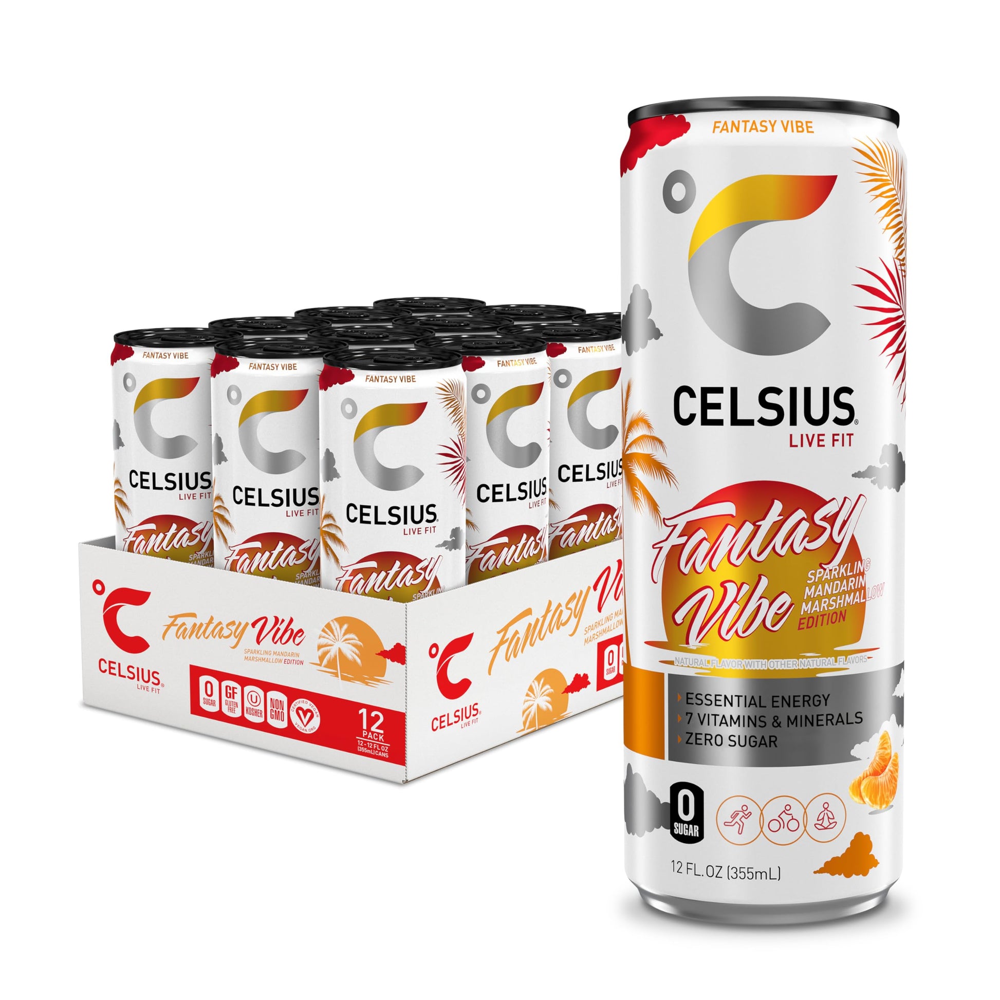 CELSIUS Sparkling Fantasy Vibe, Functional Essential Energy Drink, 12 Fl Oz (Pack of 12) CELSIUS uk supplements