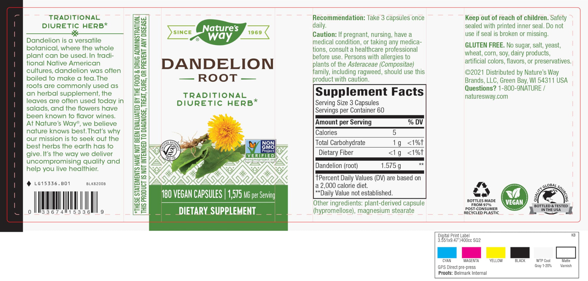 Nature's Way Dandelion Root Diuretic Herb* 525 mg per Capsule Non-GMO Nature's Way uk supplements