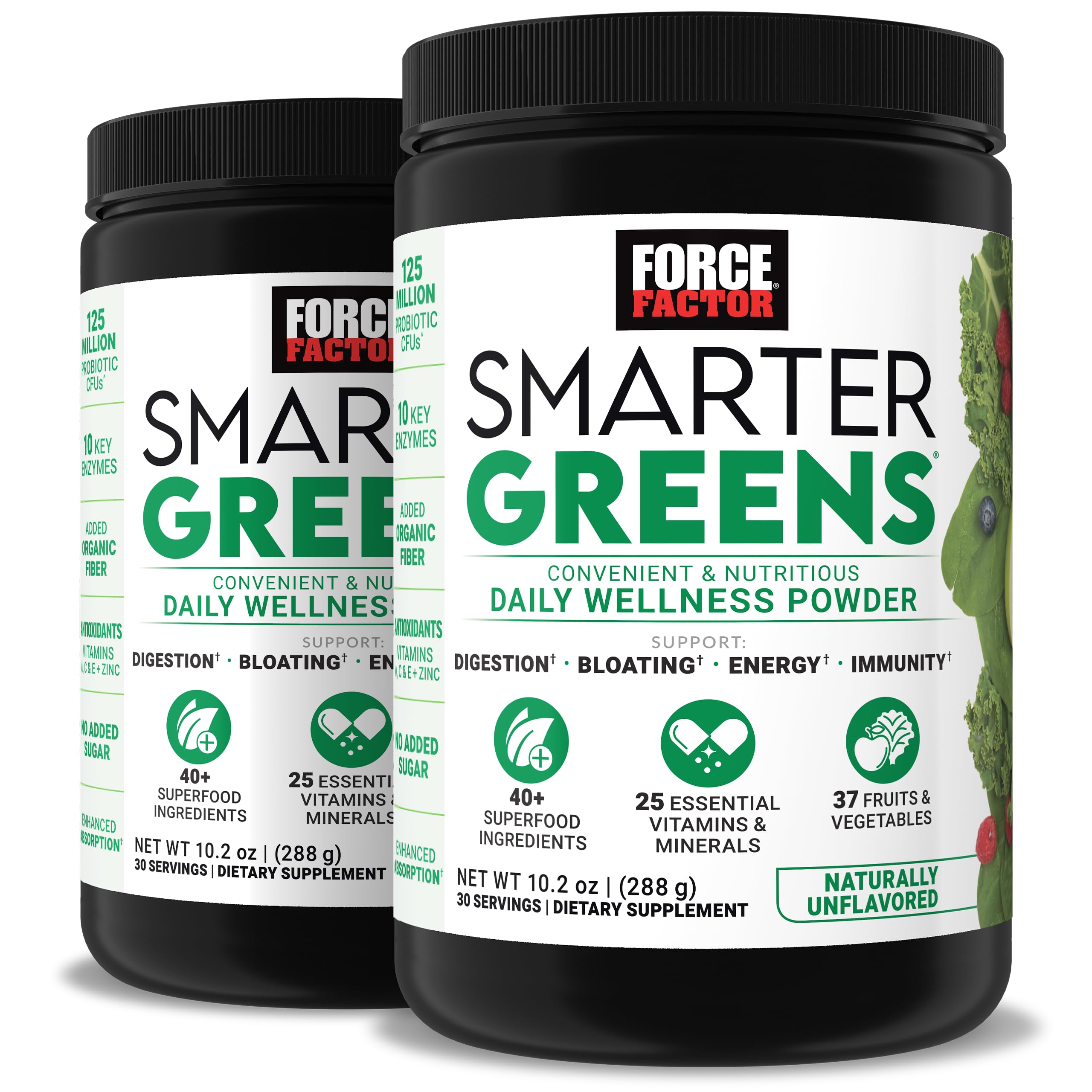 Force Factor Smarter Greens Daily Wellness Powder 2-Pack to Support Energy, Immunity & Digestion, Superfood Greens Powder with Vitamins, Minerals & Probiotics, Unflavored, 60 Servings Force Factor uk supplements