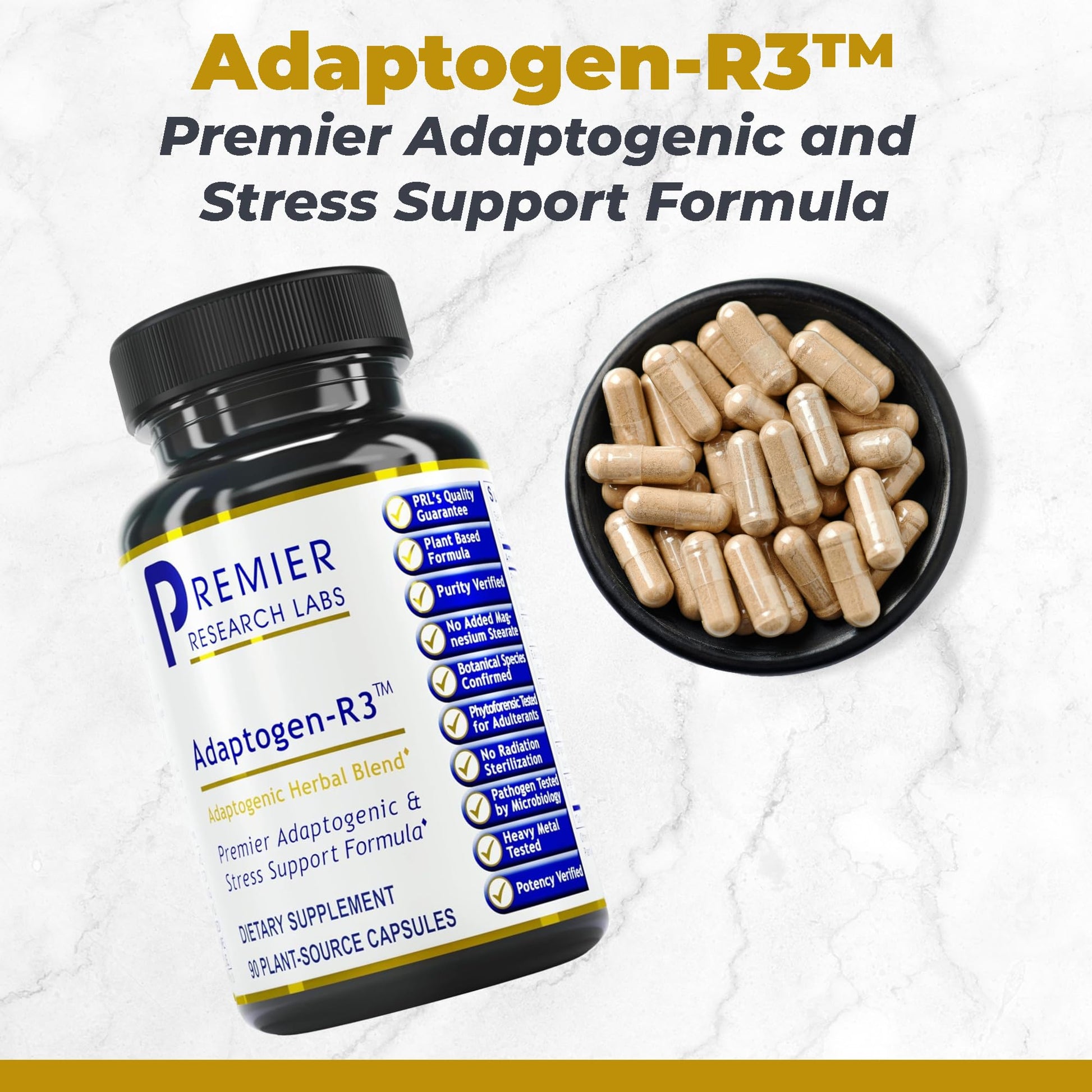 Premier Research Labs Adaptogen-R3 Supplement - Rhodiola Rosea Supplement with Maca Root, Adaptogen Complex for Stress, Heart & Metabolic Health - 90 Vegetarian Capsules Premier Research Labs uk supplements