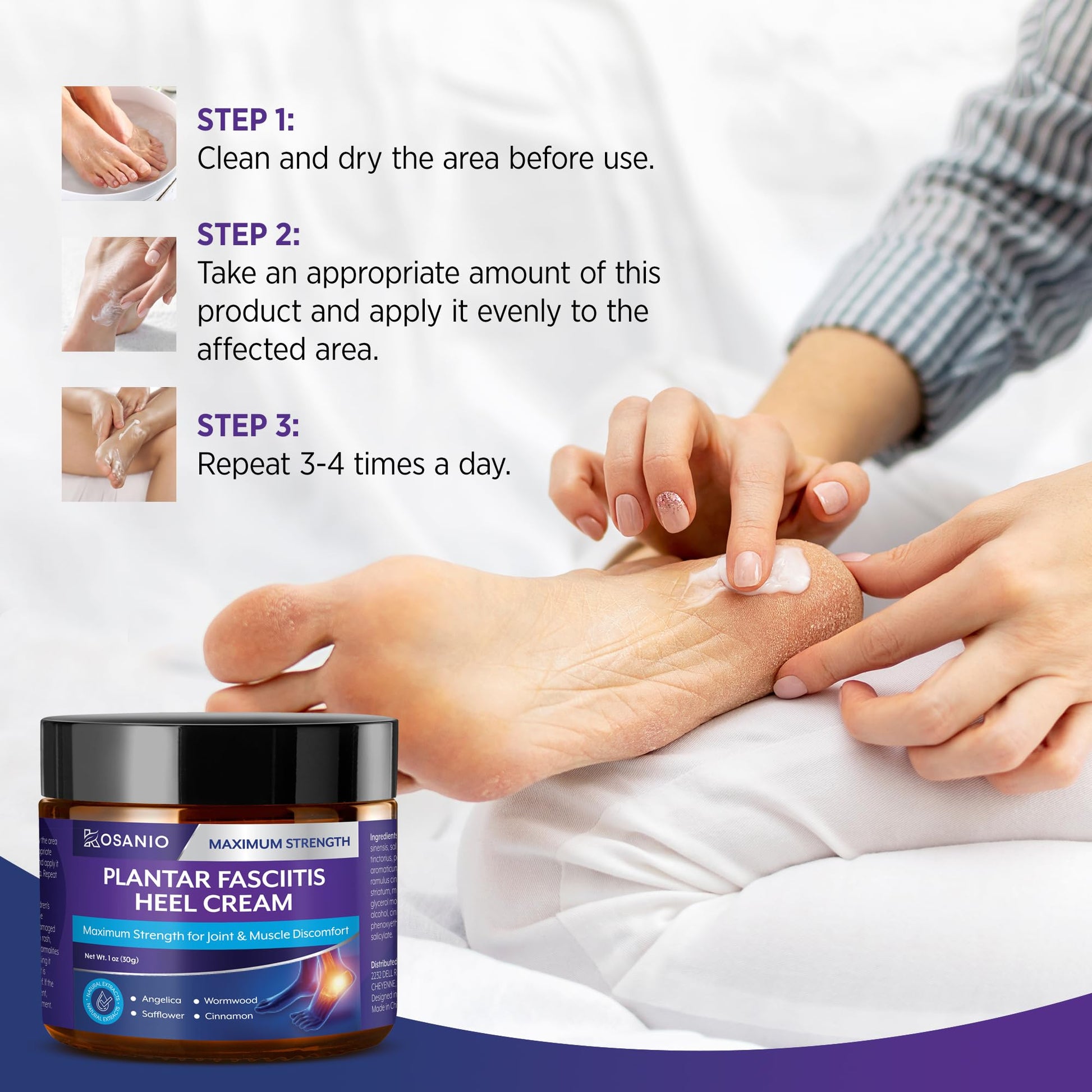 KOSANIO Plantar Fasciitis Relief Cream - Heel Discomfort Relief for Plantar Fasciitis, Foot, Knee, Hands, Legs - Natural Herbal Concentrate Formula - (30g / 1 oz (Pack of 1)) KOSANIO uk supplements