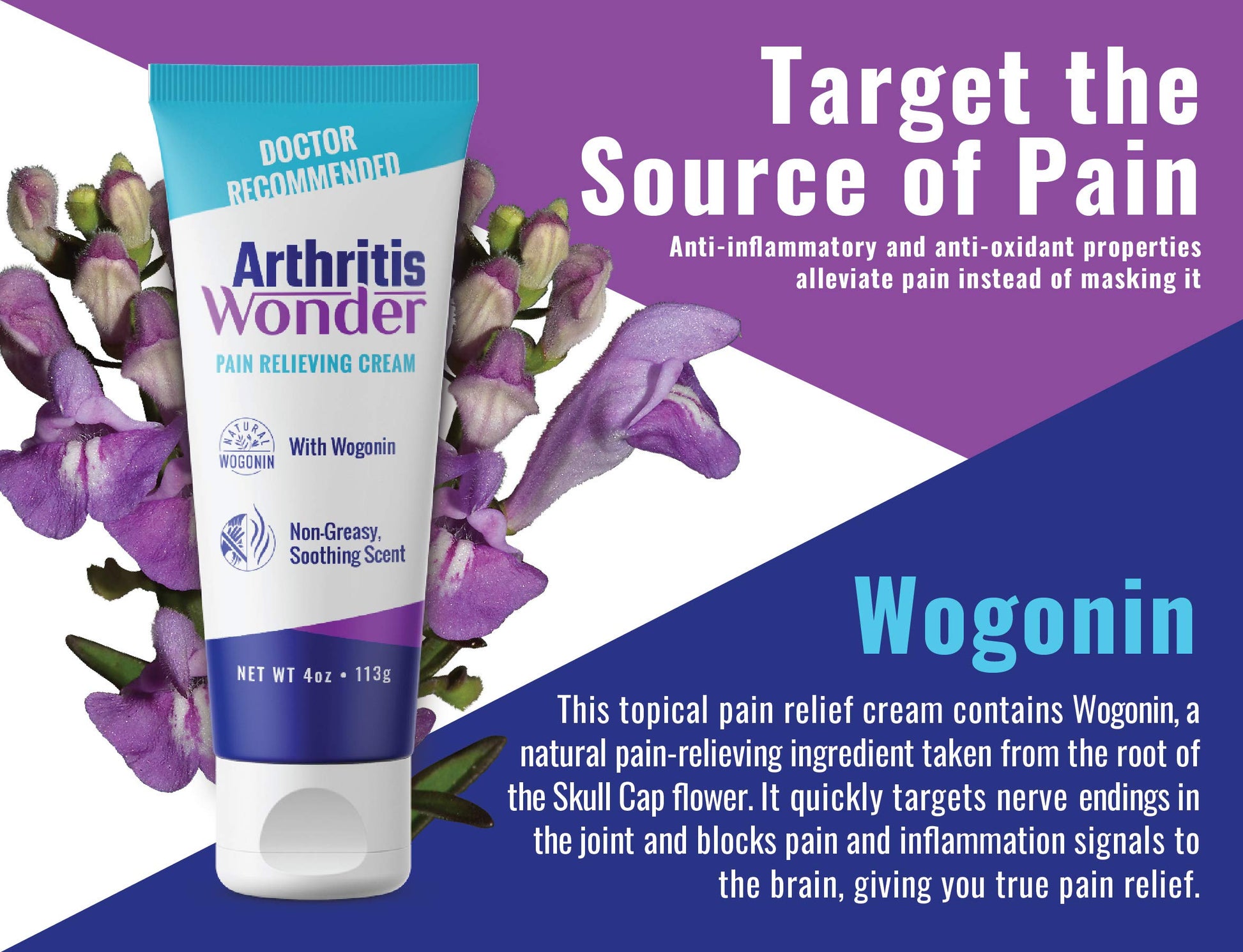 Arthritis Wonder Pain Relief Cream, 4 oz – Arthritis Pain Relief Cream for Hand, Knee, Foot and Wrist Joints – Fast-Acting, Deep Penetrating, Non-Greasy Formula with Natural Wogonin Arthritis Wonder uk supplements