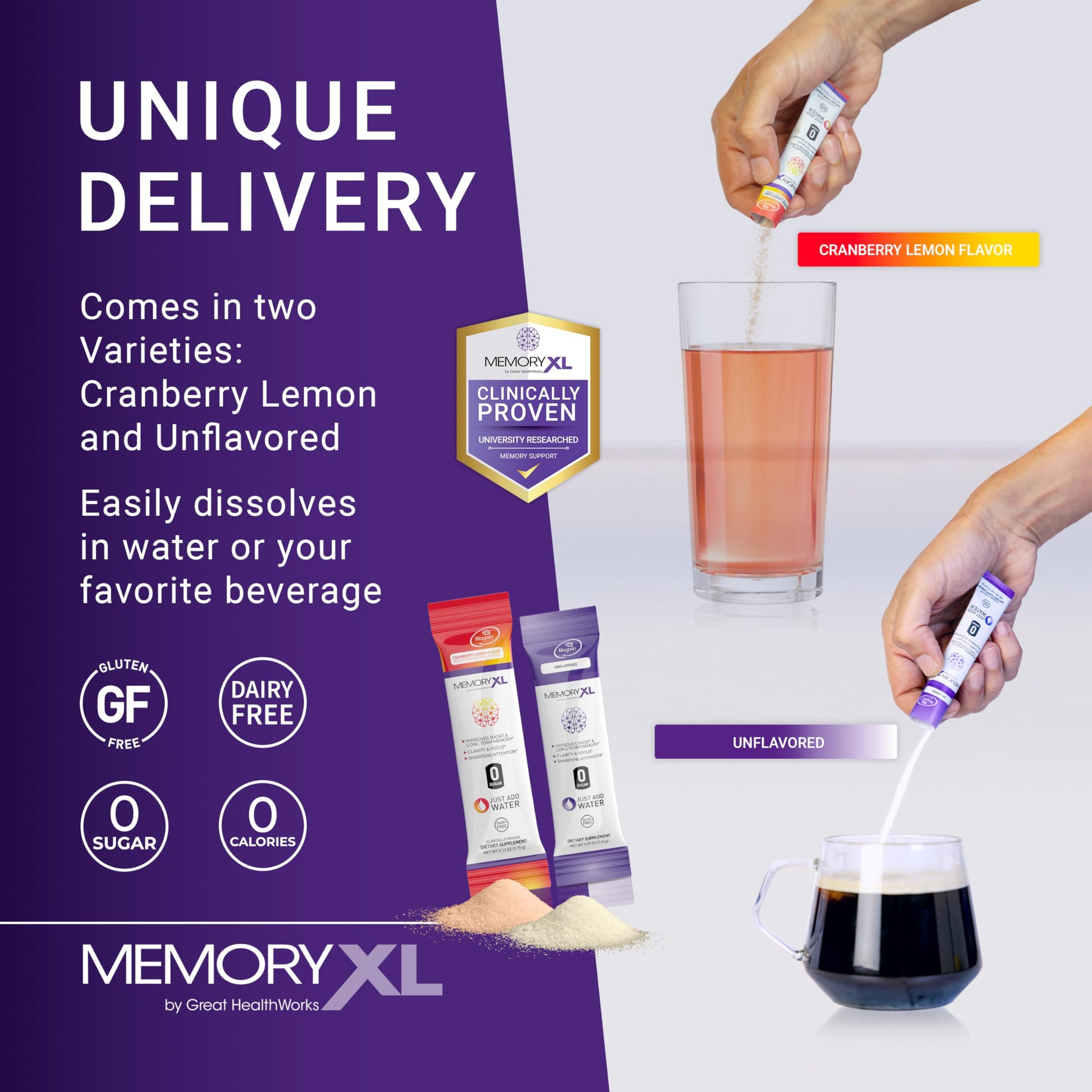 MemoryXL, Magnesium L-Threonate: Brain Supplement for Memory & Focus; Magtein®, Phosphatidylserine, Vitamin Mix. Improves Memory Focus Attention Learning & Logic. 0 Sugar, 0 cal, 30pk Cranberry Lemon OmegaXL uk supplements