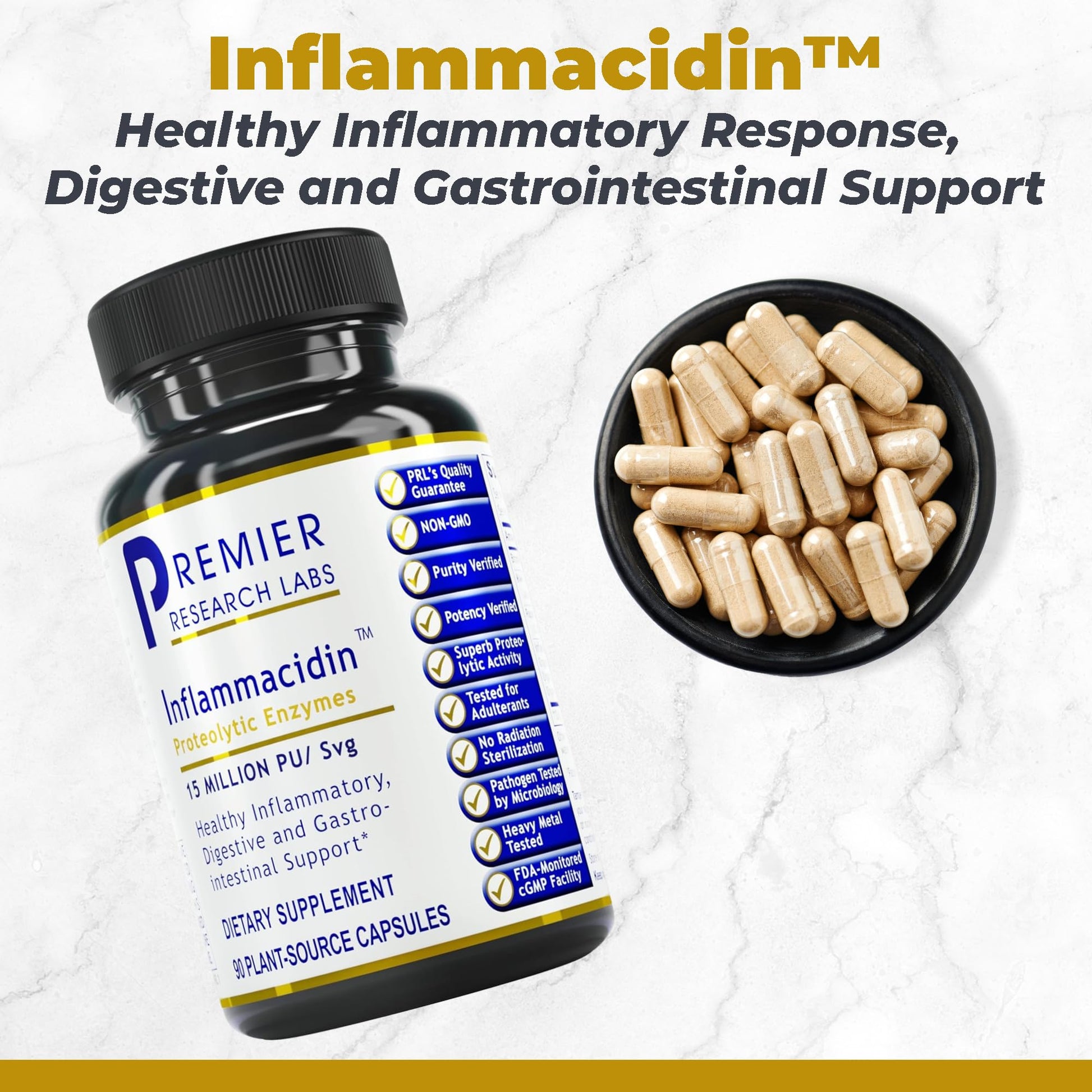 Premier Research Labs Inflammacidin - Digestive Enzymes, Papain from Papaya, and Bromelain Enzymes for Digestion, Plant Enzymes for Women & Men, Vegan Friendly - 90 Vegetarian Capsules Premier Research Labs uk supplements