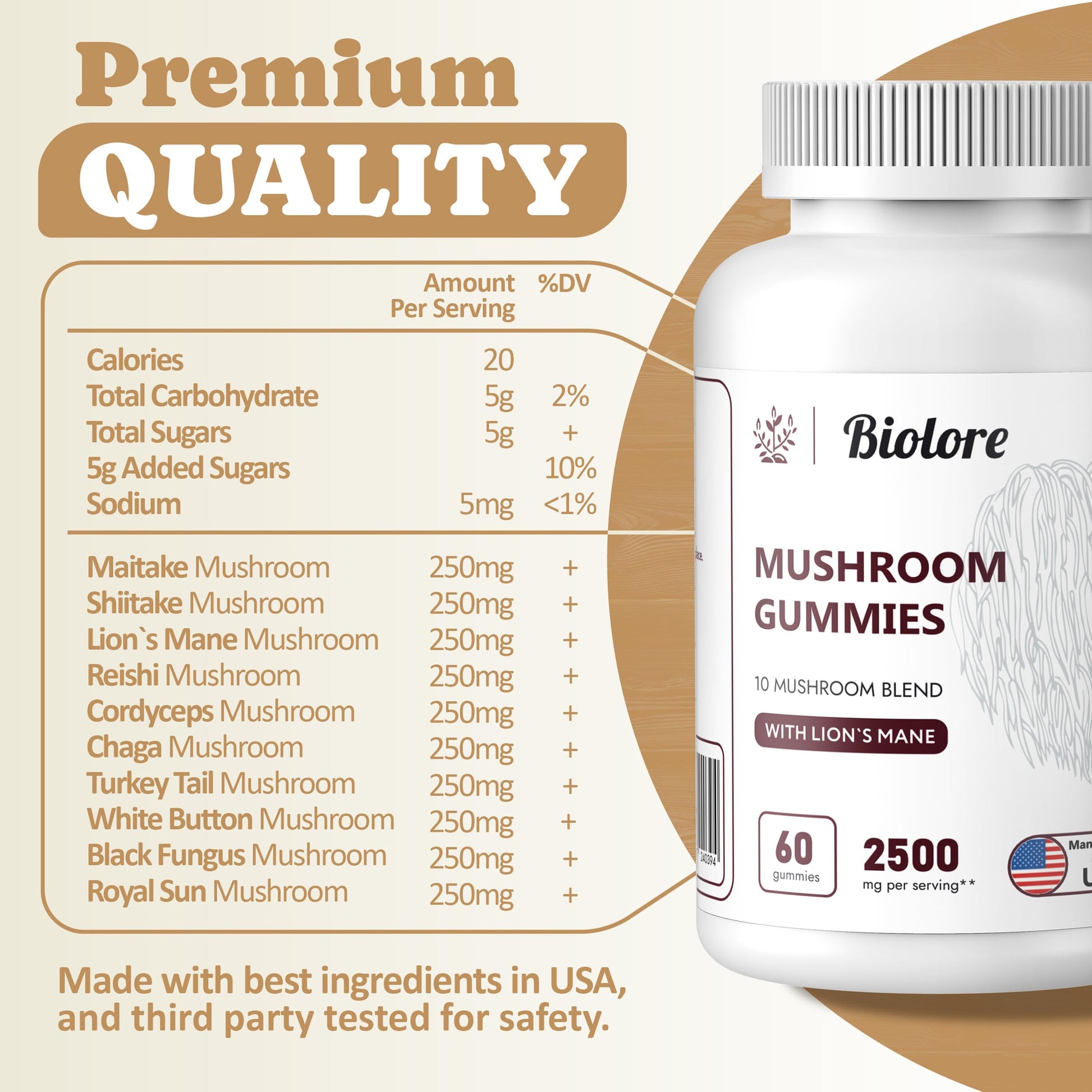 Biolore Mushroom Complex Gummies: 10 Powerful Mushrooms with Chaga, Lions Mane Biolore uk supplements