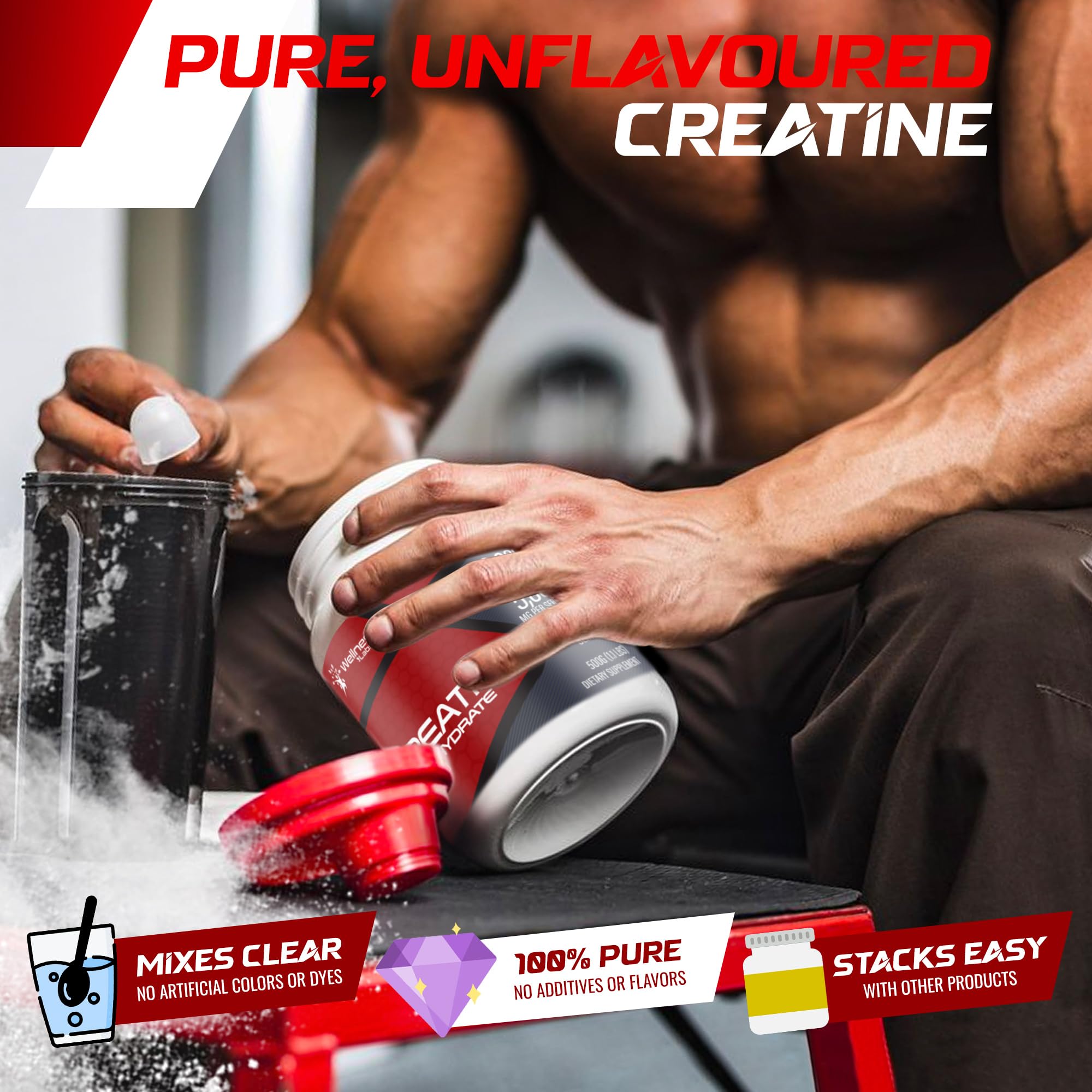 Creatine Monohydrate Powder - 5000mg Micronized for Muscle Growth, Enhanced WELLNESS LABSRX uk supplements