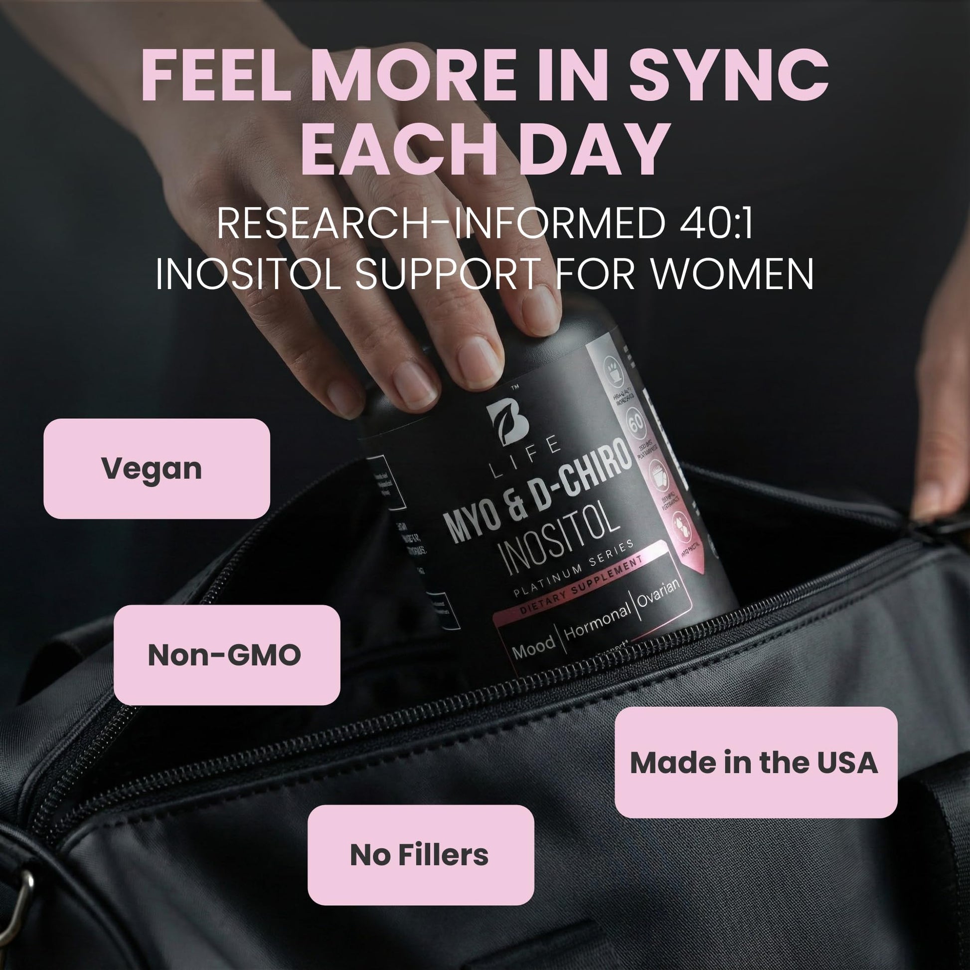 B Life Company Myo-Inositol & D-Chiro Inositol 40:1 for Women | I Inositol Supplement for Women | Hormone Balance, Fertility & Cycle | Vitamin B8, Insulin & Flo Ovarian Support | 240 Caps B Life Company uk supplements