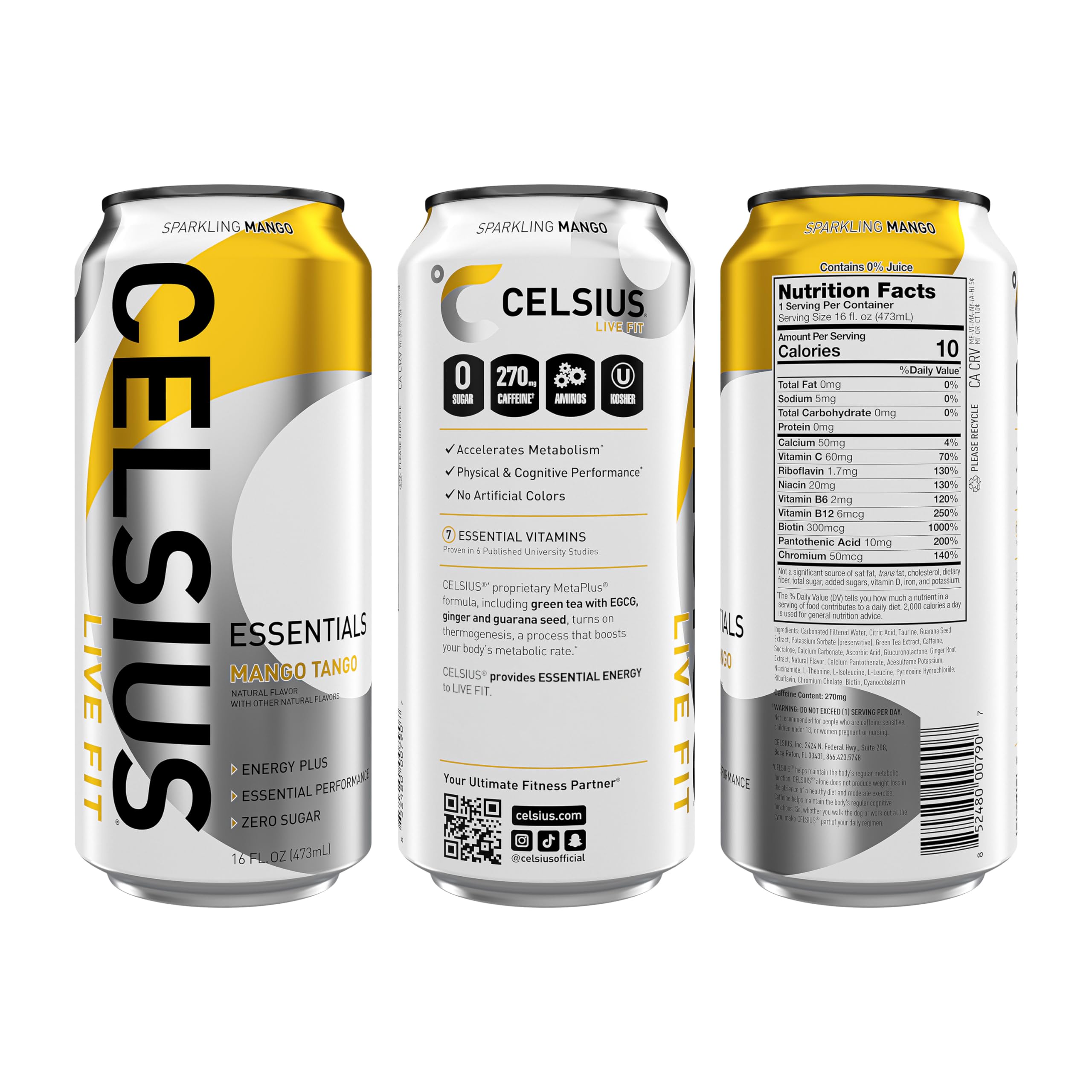 CELSIUS ESSENTIALS, Sparkling Mango Tango, Performance Energy Drink 16 Fl Oz CELSIUS uk supplements