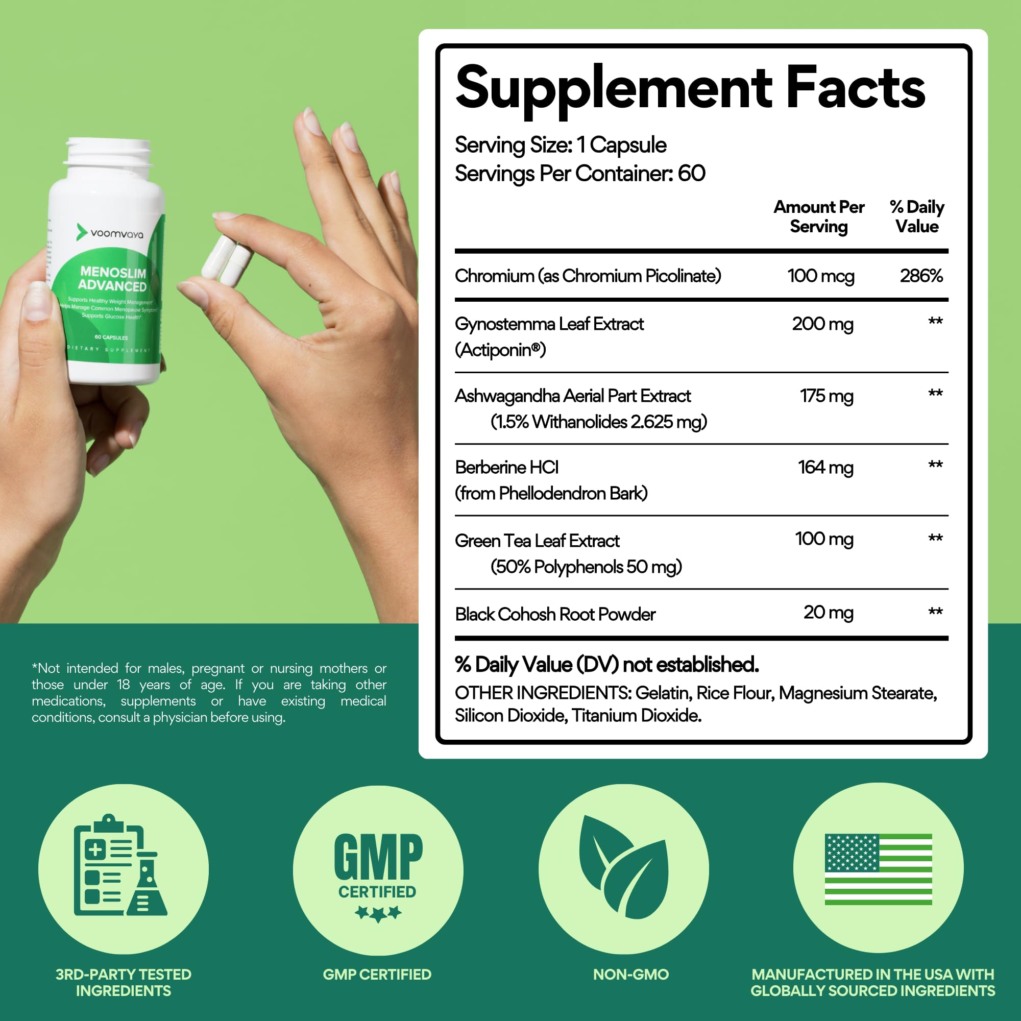 VoomVaya MenoSlim Advanced Menopause Weight Loss for Women – Menopause & Perimenopause Supplement for Women – Supports Healthy Metabolism & Overall Wellness – 60 Capsules VoomVaya uk supplements