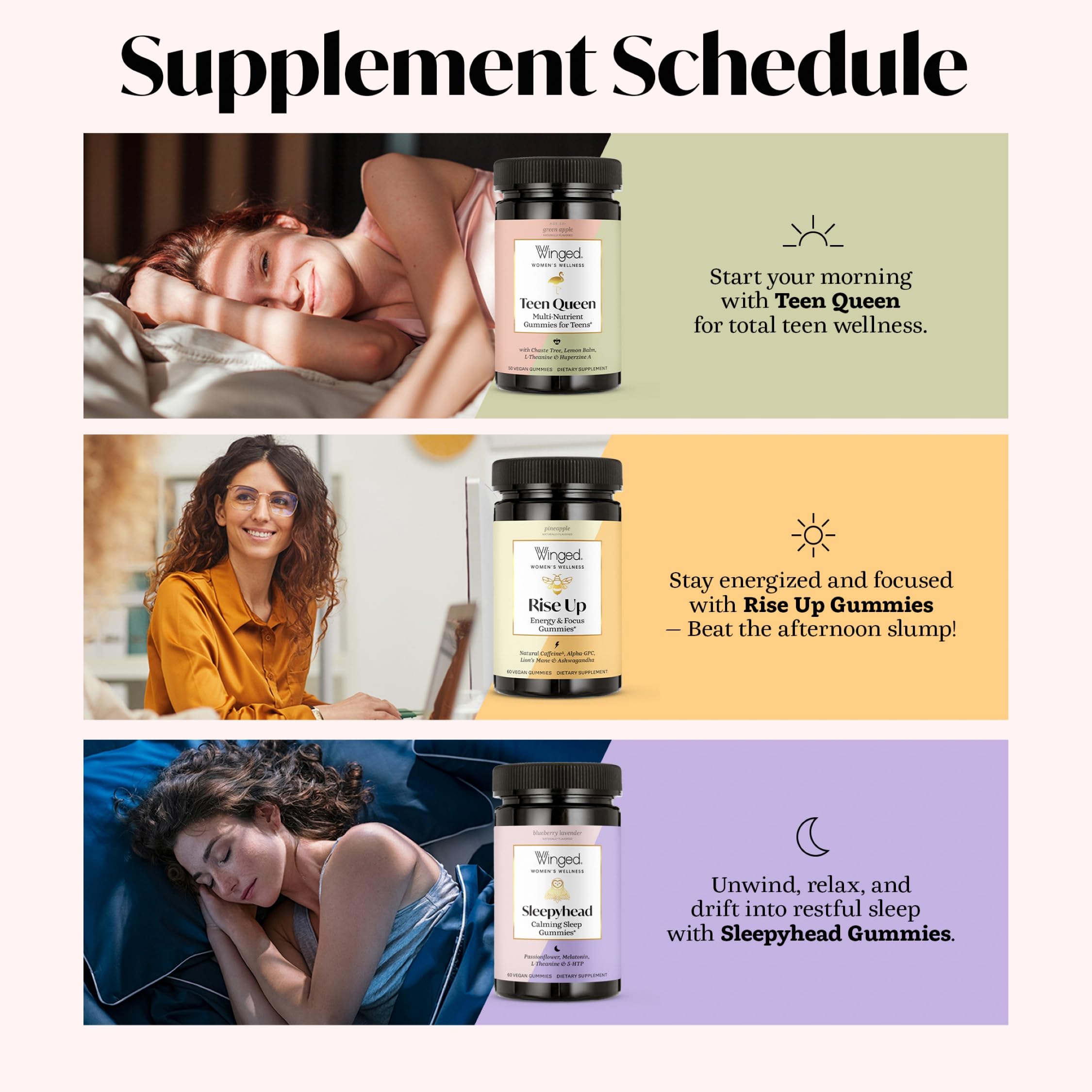 Winged Wellness Multivitamin Gummies for Teen Girls - Teen Vitamins for Mood & Hormonal Health - Vegan Gummy Supplement with Chaste Tree, Lemon Balm, L-Theanine, Probiotics & Biotin - 50 Gummies Winged Wellness uk supplements