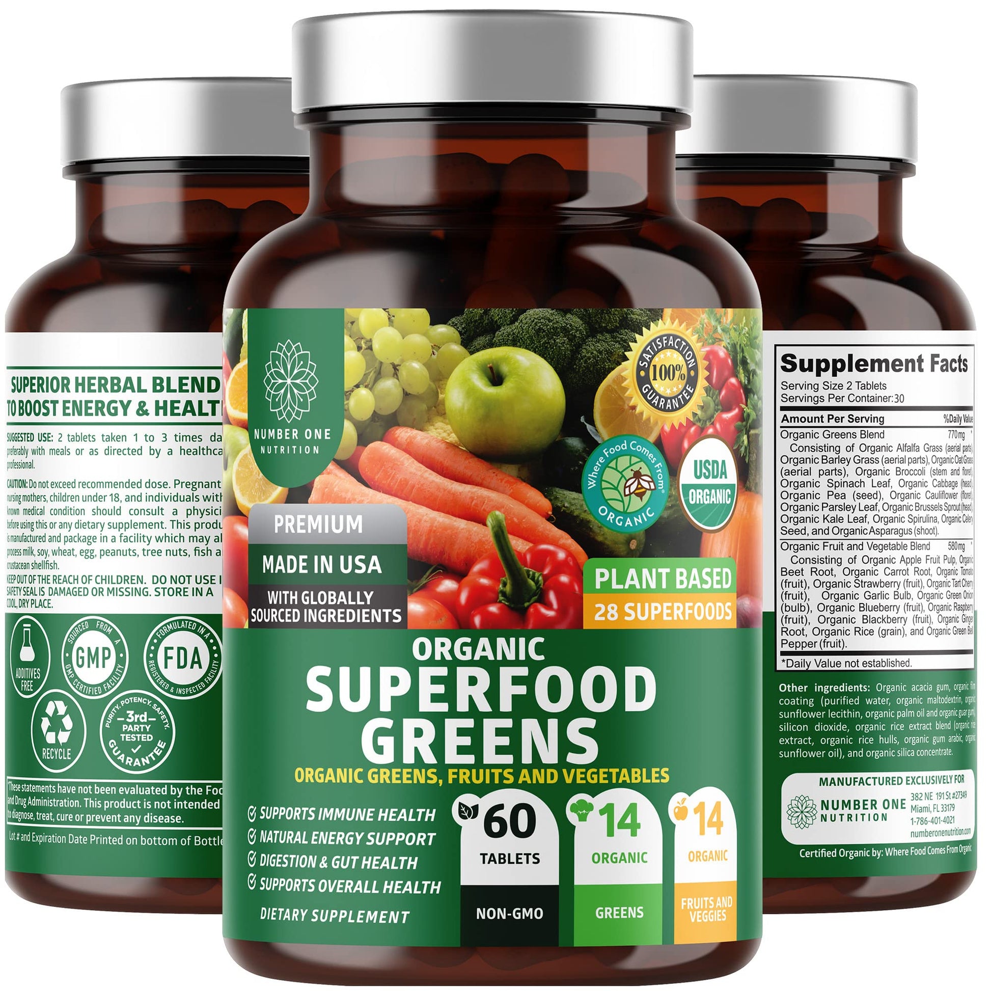 N1N Premium Organic Superfood Greens [28 Powerful Ingredients] Natural Fruit and Veggie Number One Nutrition uk supplements