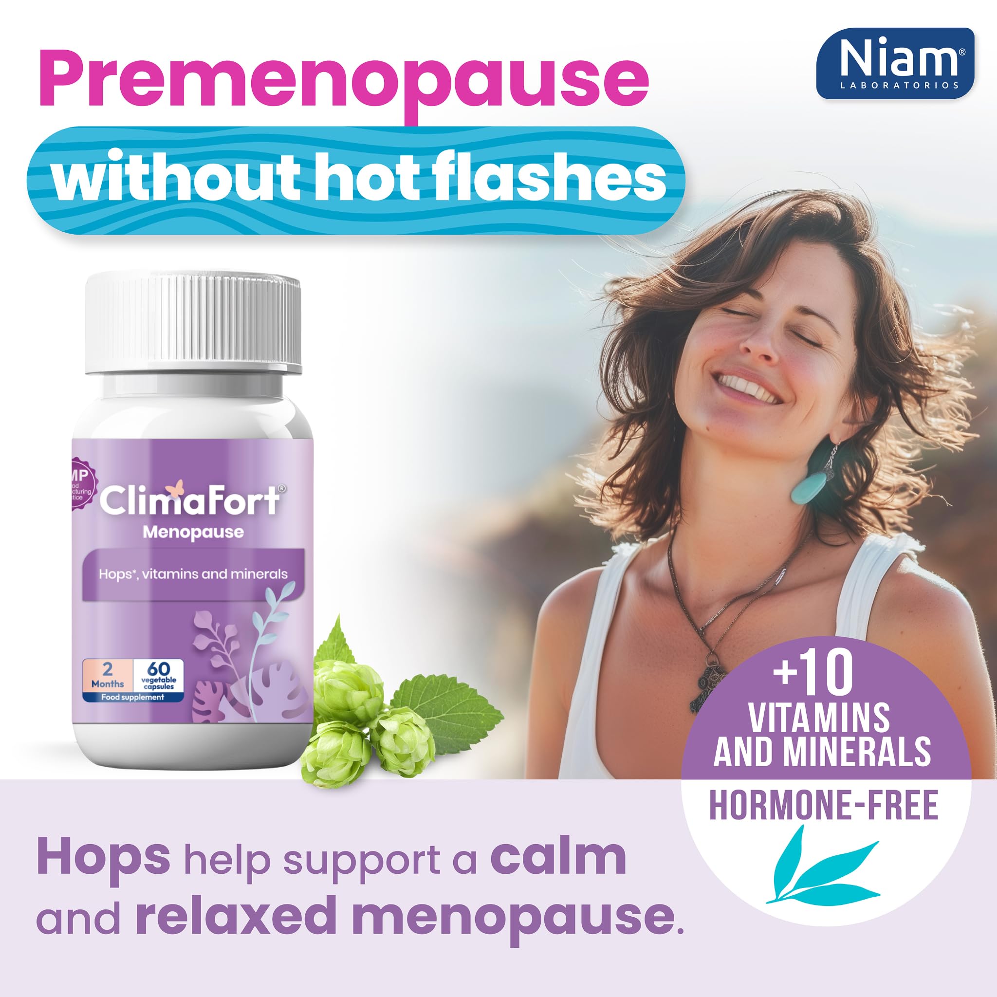 Climafort 60 Day Supply | Menopause Relief Pills | Natural Relief for Hot Flashes, Night Sweats, Mood Swings & Hormone Balance | Hops, Vitamins, and Minerals | 1 Capsule Daily Climafort uk supplements