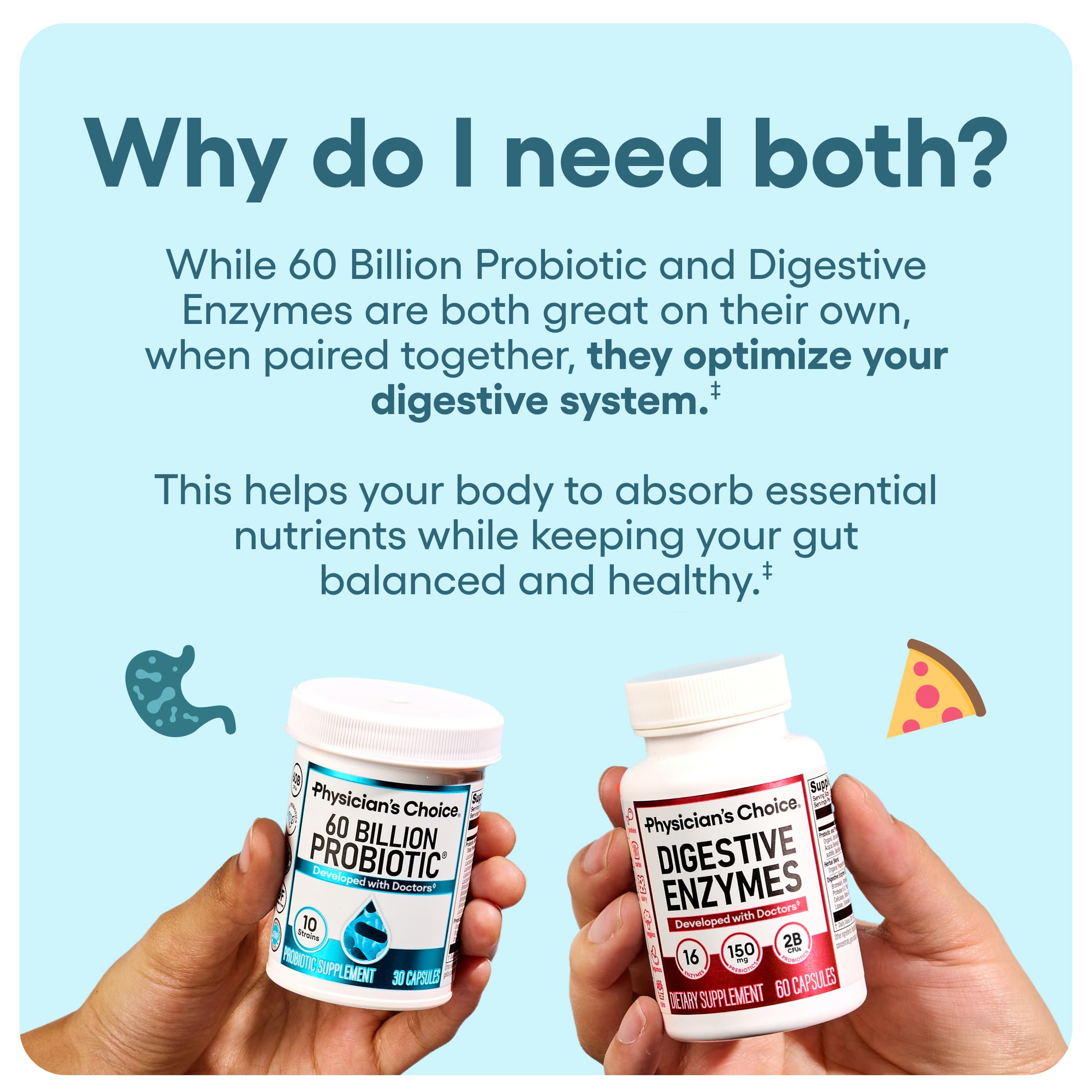 Physician's CHOICE Advanced Gut Health Bundle: 60 Billion Probiotics 30ct + Digestive Enzymes 60ct for Digestive, Gut, and Immune Health Supports Occasional Constipation, Diarrhea, Gas, and Bloating Physician's CHOICE uk supplements
