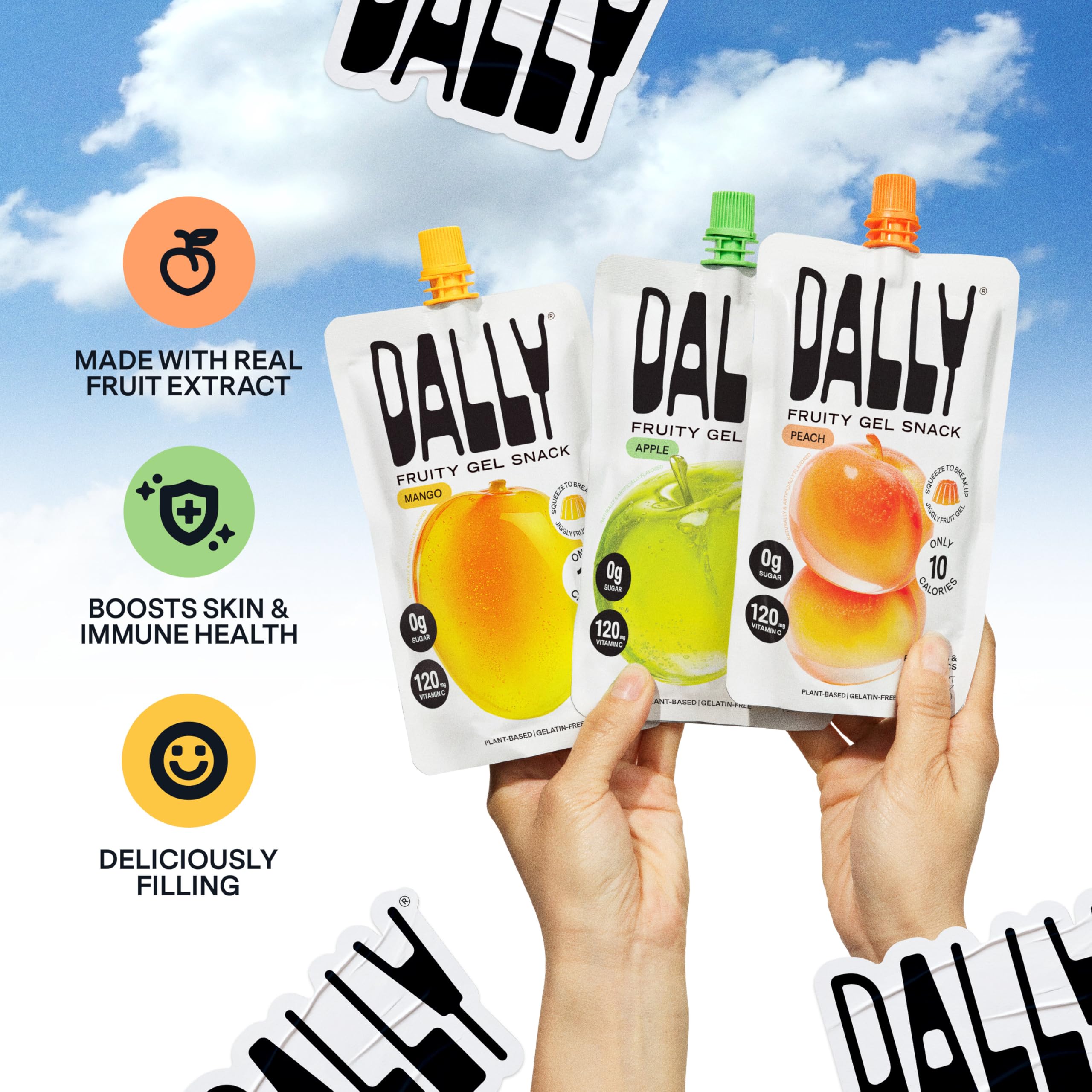 Dally Variety Pack [Mango, Peach & Apple] Drinkable Konjac Jelly 10 Pouches | 10-Calorie Keto, Gluten Free, Sugar Free Korean Fruit Snack | Prebiotics & Postbiotics for Skin, Immune, Weight Management DALLY uk supplements
