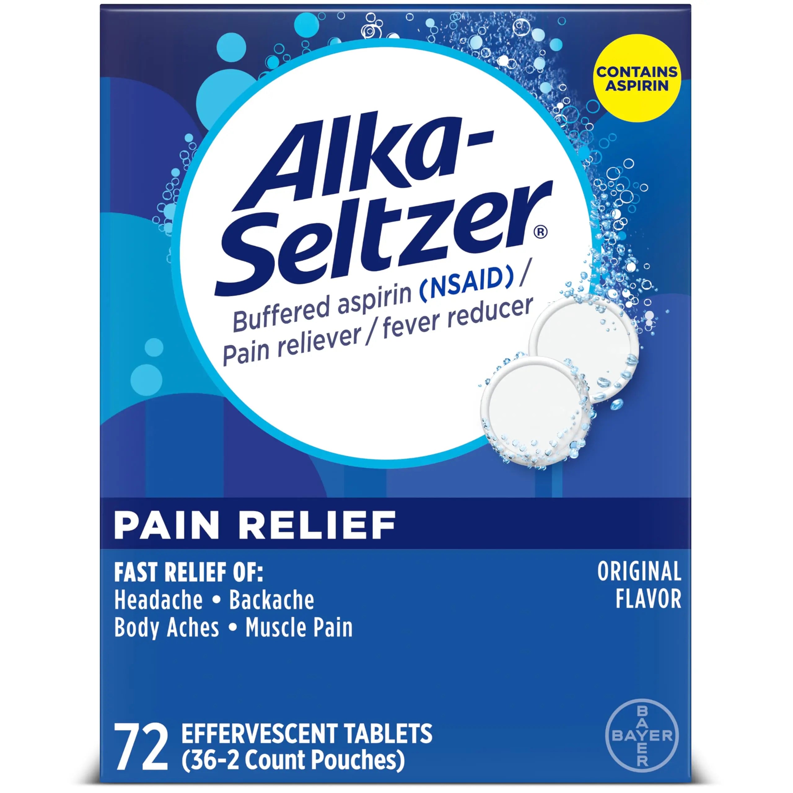 Alka-Seltzer Pain Relief, Aspirin Effervescent Tablets for Fast Pain Relief, 72 Ct Alka-Seltzer uk supplements