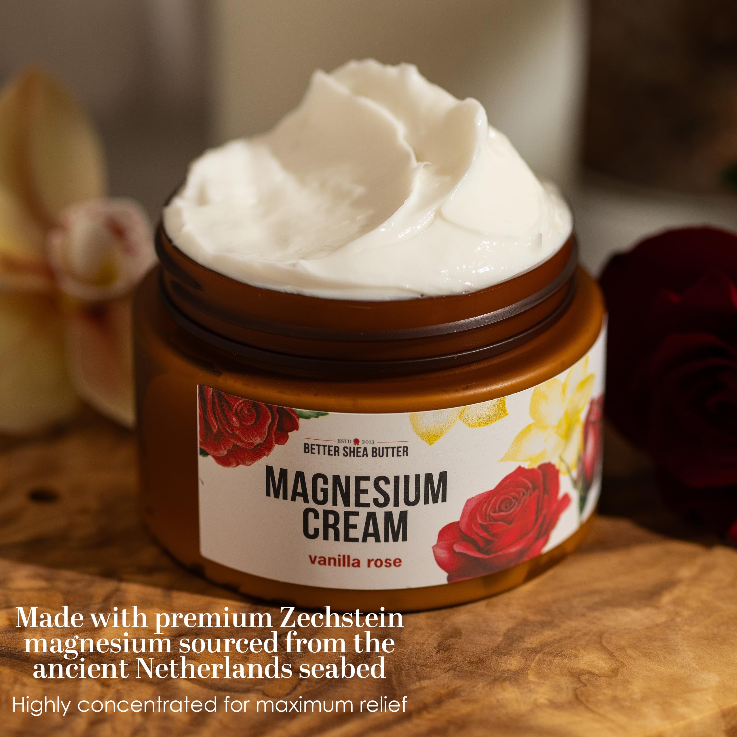 Better Shea Butter Magnesium Lotion for Women | Vanilla Rose | For Pregnancy, Kids & Babies | Relieves Muscle Tension & Leg Cramps | Organic & Natural Ingredients Better Shea Butter uk supplements