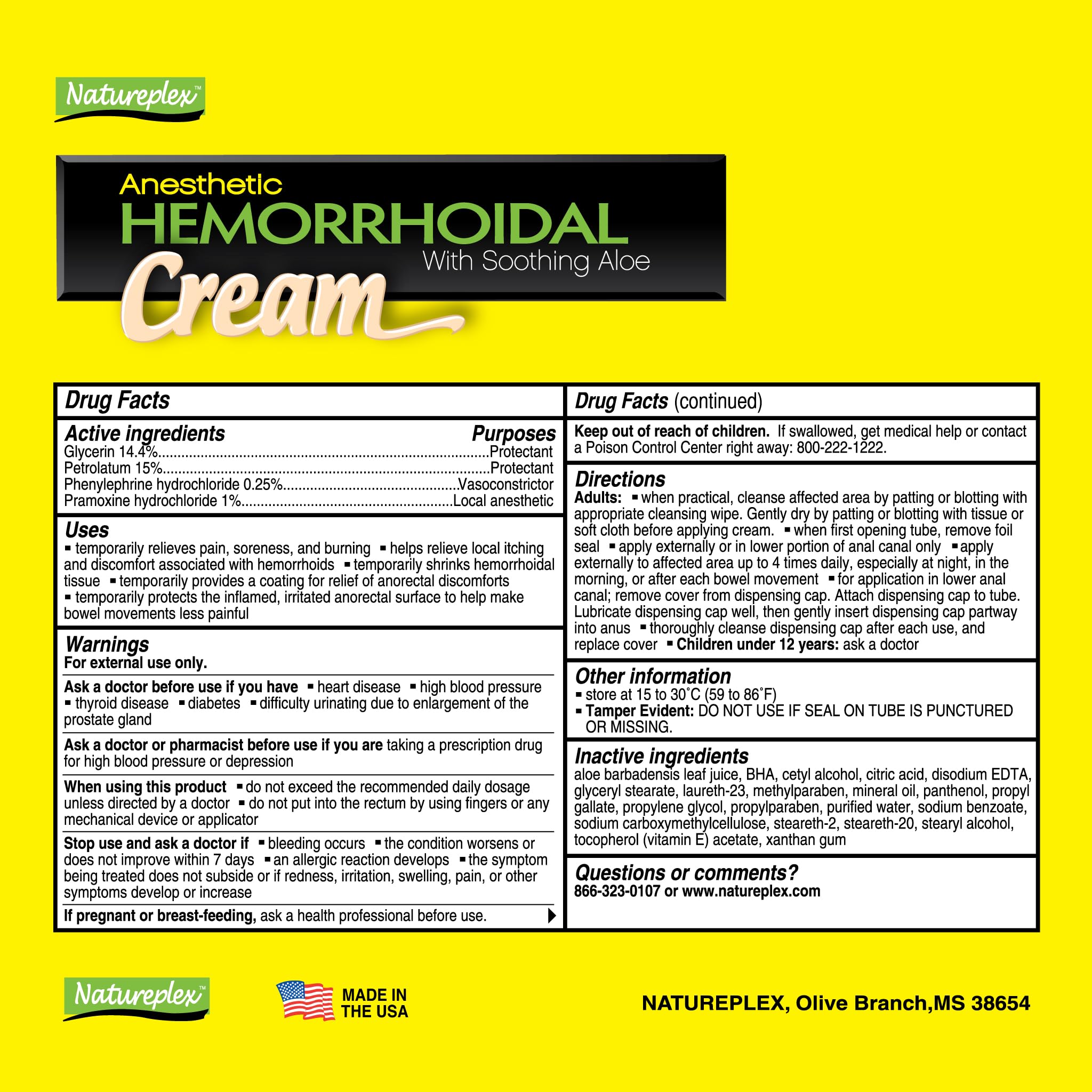Natureplex Hemorrhoidal Cream for Itching, Burning and Discomfort Relief, 0.9 oz (Pack of 6) - Made in USA Natureplex uk supplements