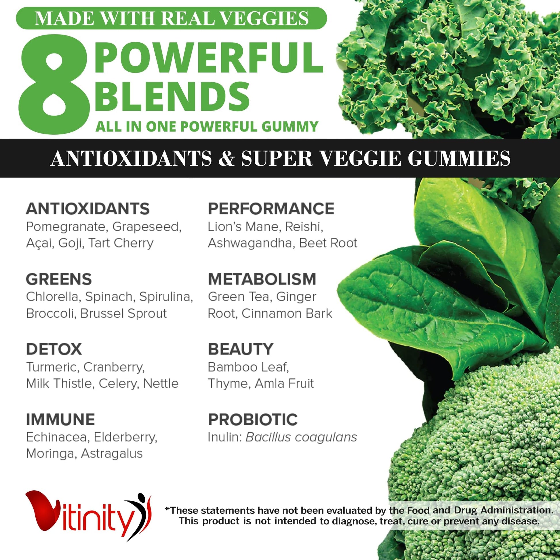VITINITY Made with Real Fruit-Real Veggie Gummies-Superfood Vegetable Vitamin Sup VITINITY uk supplements
