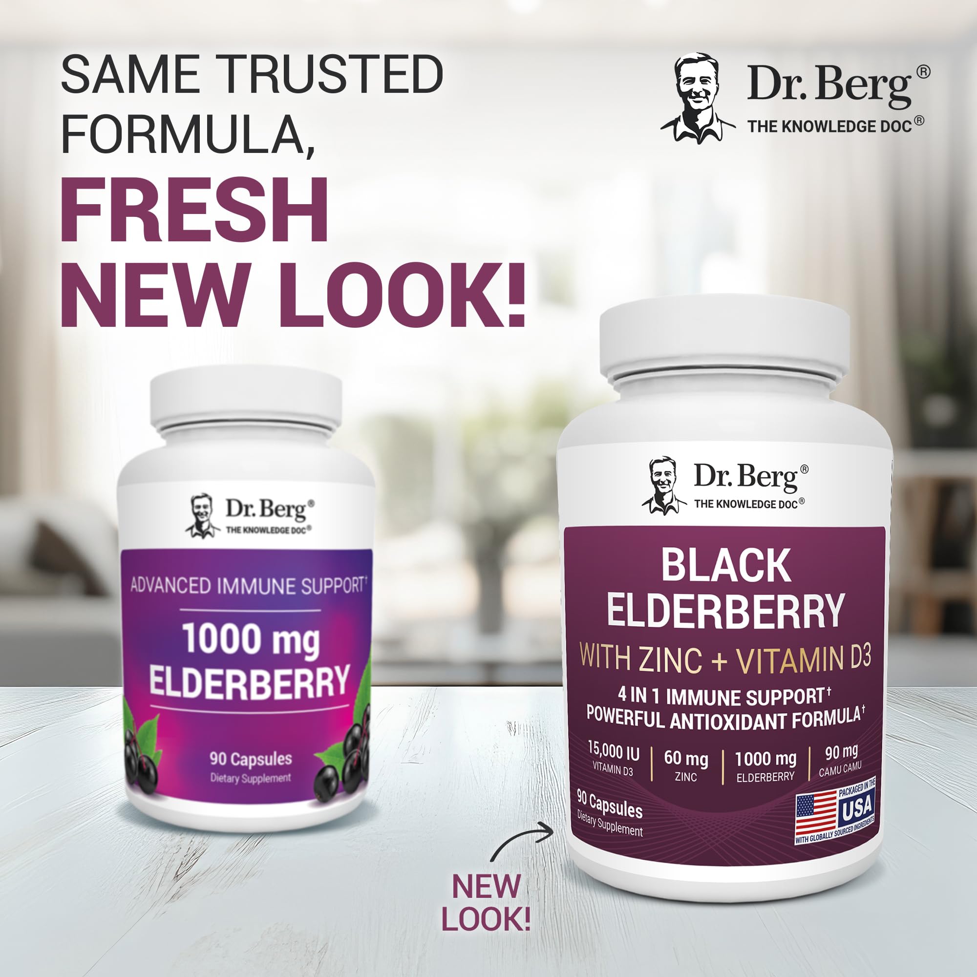 Dr. Berg Black Elderberry Capsules (Advanced Immune Support*) with 15,000 IU Vitamin D, 60 mg of Zinc, & 90 mg of Camu Camu - (4-in-1) Sambucus Elderberry Immune Support Supplement - 90 Capsules Dr. Berg Nutritionals uk supplements