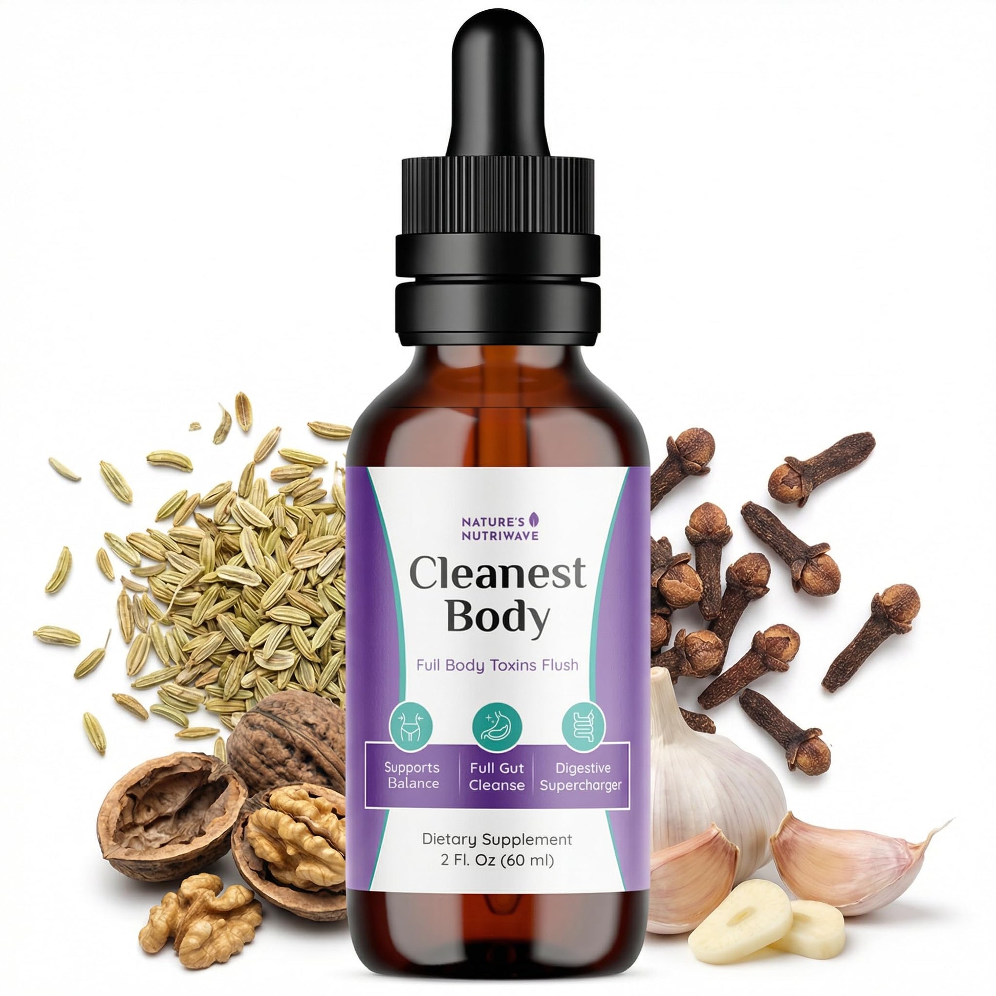 Nature’s NutriWave Cleanest Body – Natural Detox Liquid Supplement with Fennel Seed, Marshmallow Root & Peppermint Oil – Non-GMO, Made in USA, 2 fl. oz.(60ml), 1 Month Supply Nature’s NutriWave uk supplements