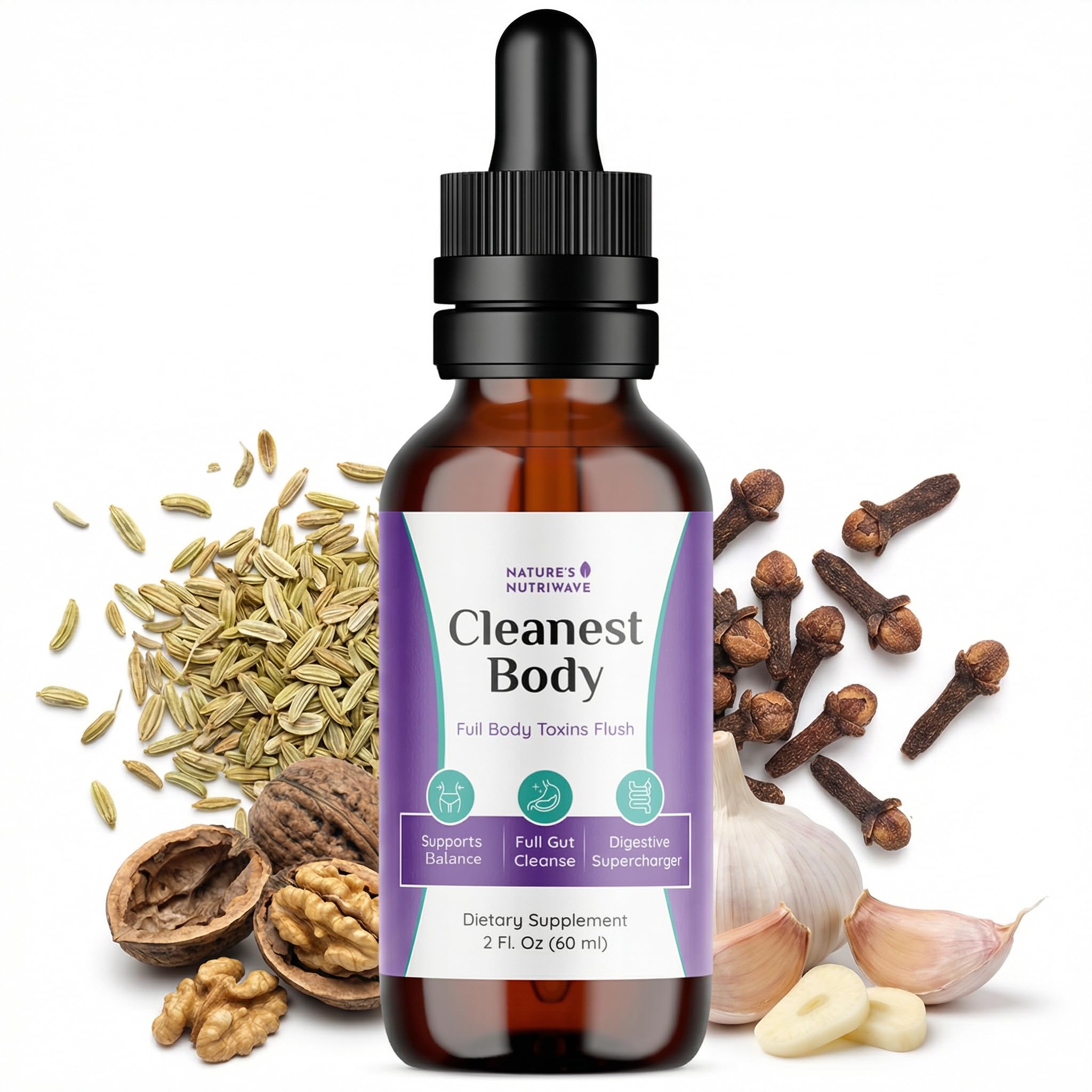 Nature’s NutriWave Cleanest Body – Natural Detox Liquid Supplement with Fennel Seed, Marshmallow Root & Peppermint Oil – Non-GMO, Made in USA, 2 fl. oz.(60ml), 1 Month Supply Nature’s NutriWave uk supplements
