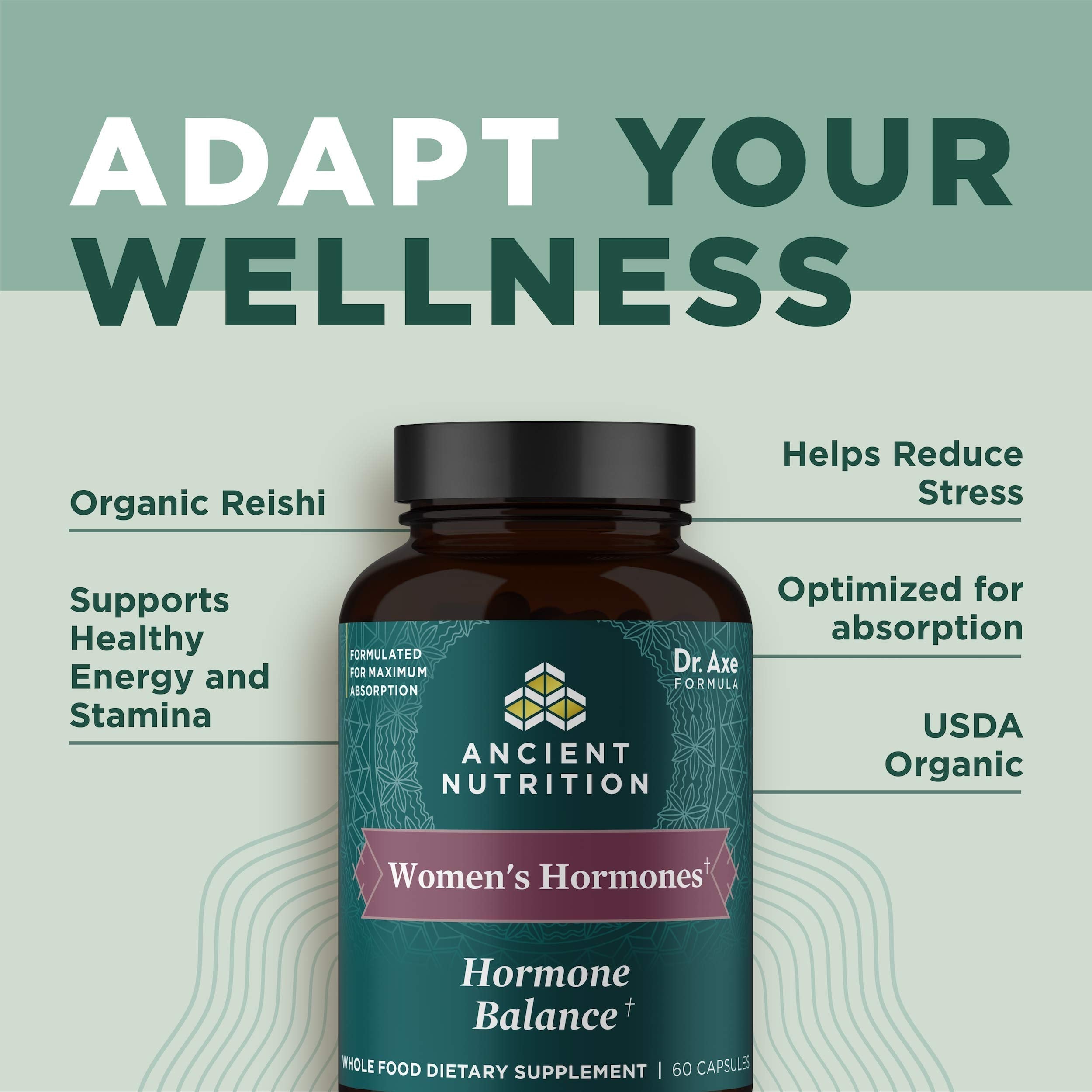 Ancient Nutrition Women's Hormones, Helps Reduce Stress, Supports Energy, Hormone Balance, Gluten Free, Paleo and Keto Friendly, 60 Capsules Ancient Nutrition uk supplements