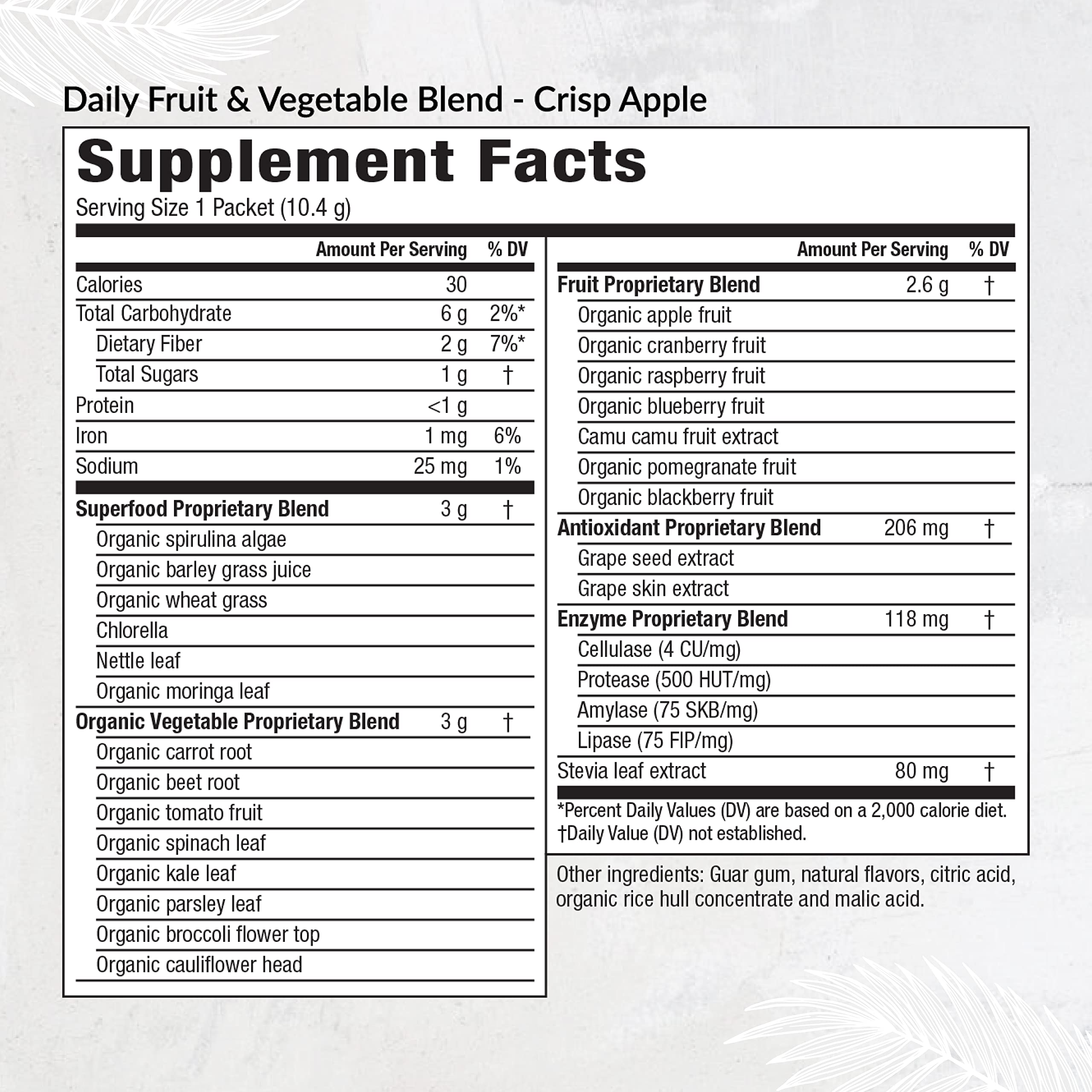 Equilife Daily Fruit & Vegetable Blend, Superfood Antioxidant Supplement, Crisp Apple Flavor with Vitamin C, Fiber, and 9 Essential Amino Acids, Supports Energy, Vegan, 14 Single Serve Packets Equilife uk supplements