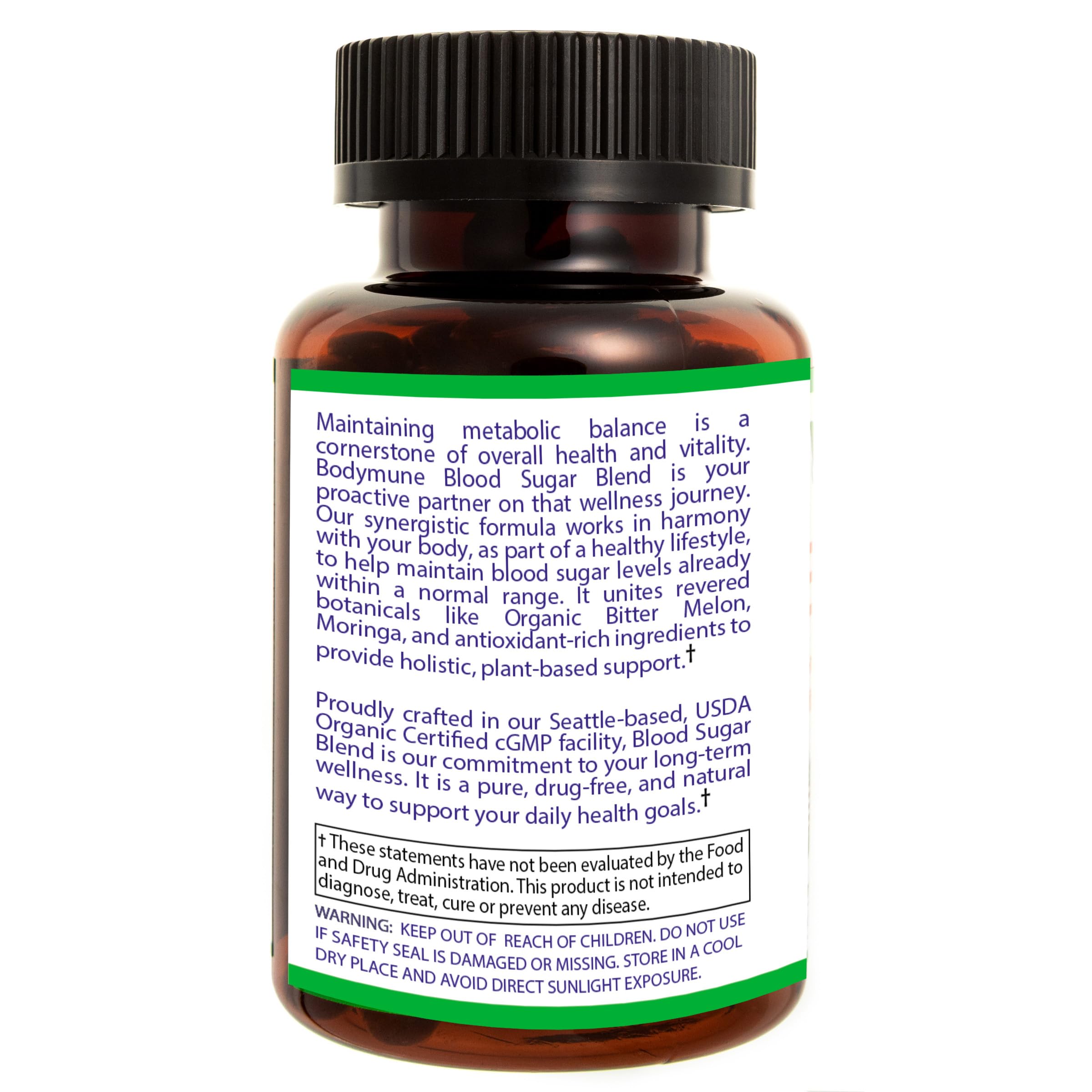 Bodymune USDA Organic Blood Sugar Blend | Supports Healthy Metabolism* | with Bitter Melon, Moringa, Aloe Vera, Nopal, Papaya Extracts & More | 60-Day Supply | Vegan & Non-GMO | USA-Made Bodymune uk supplements