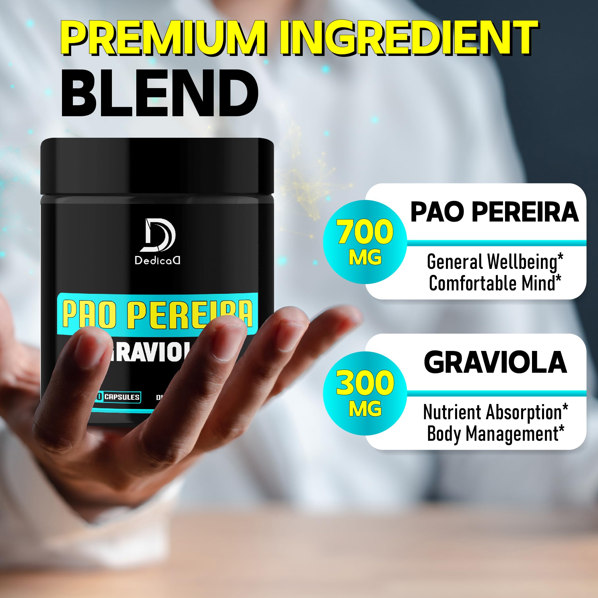 DEDICAD Pao Pereira Bark Extract and Graviola Soursop - 150 Capsules Supply DEDICAD uk supplements