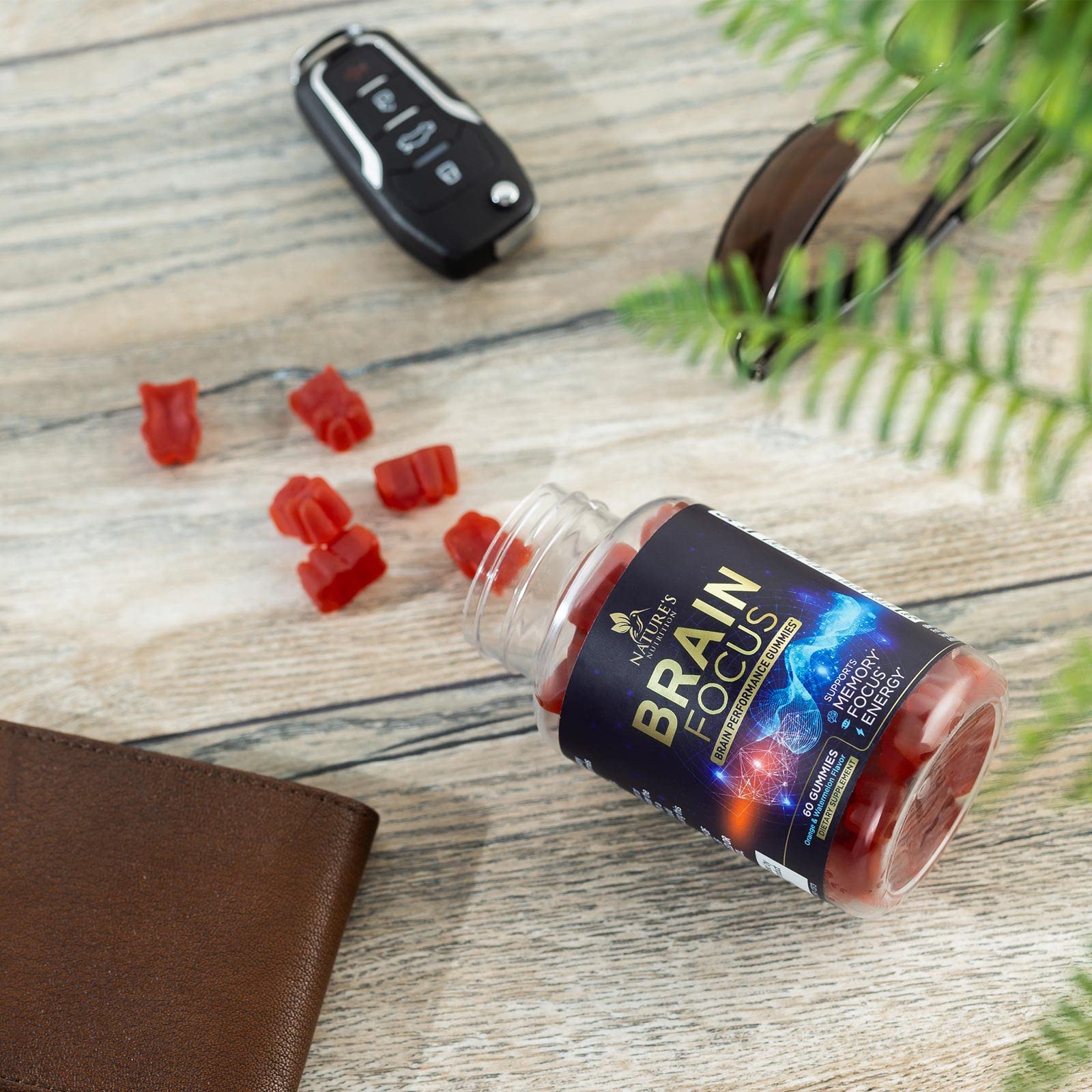 Brain Supplements for Memory and Focus with Phosphatidylserine, Nootropic Memory Supplement Gummy for Brain Health, Concentration, Mental & Cognitive Support, Focus Vitamins with B6 & B12-60 Gummies Nature's Nutrition uk supplements