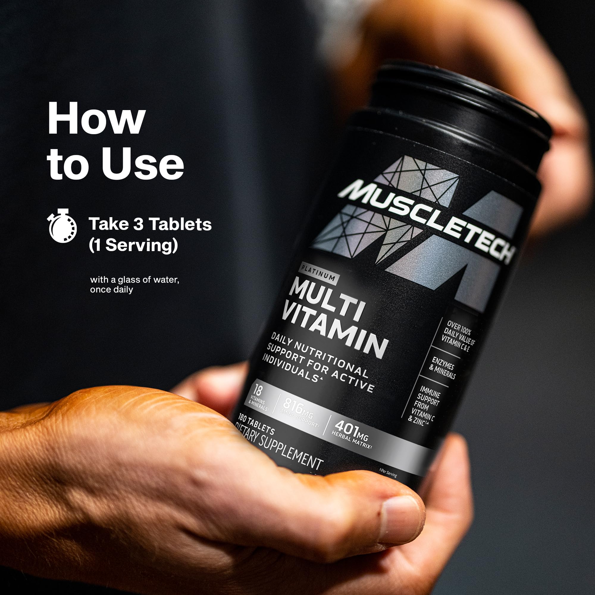 MuscleTech Platinum Multivitamins for Men & Women - Multi-Vitamin Supplement for Immune Support - 18 Vitamins & Minerals, Vitamin A C D E B6 B12 MuscleTech uk supplements