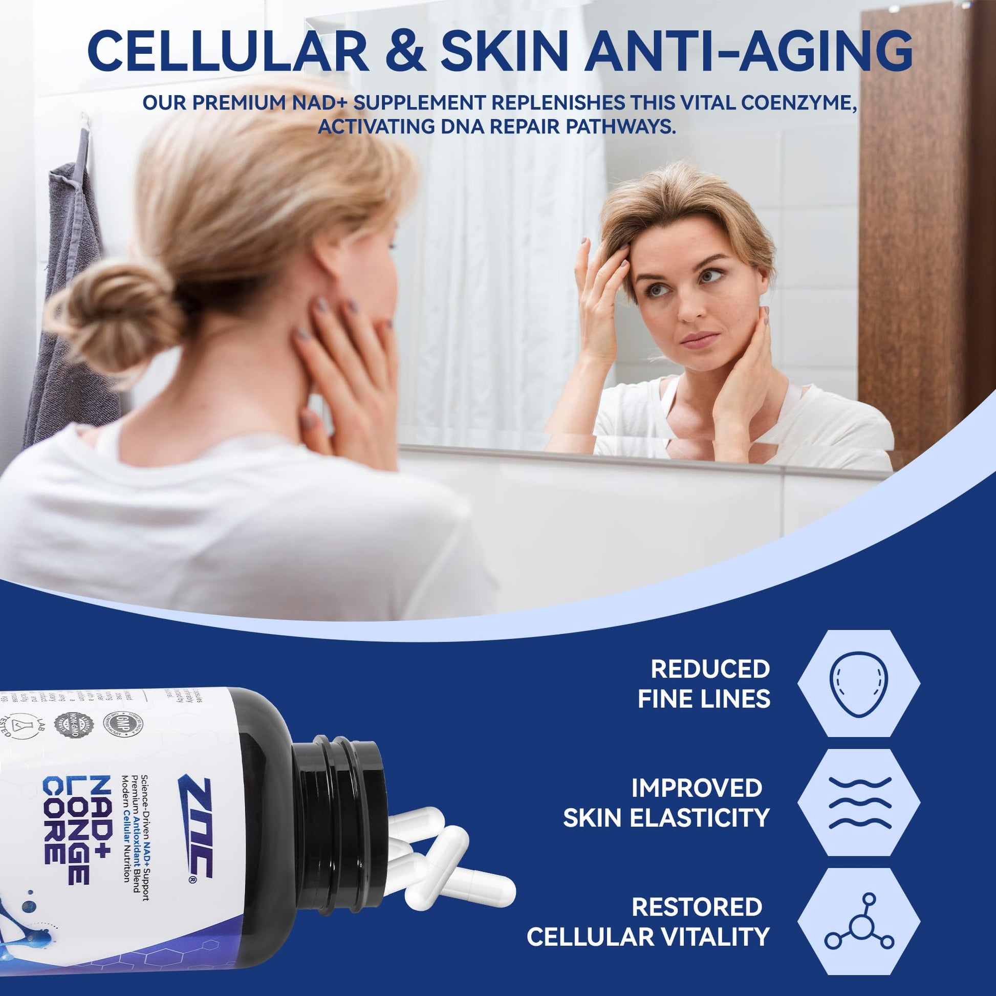 ZNC®10-in-1 NAD+ Supplement with Liposomal NAD, Urolithin A & Resveratrol for Energy & Cellular Repair - 60 Vegan Capsules ZNC uk supplements