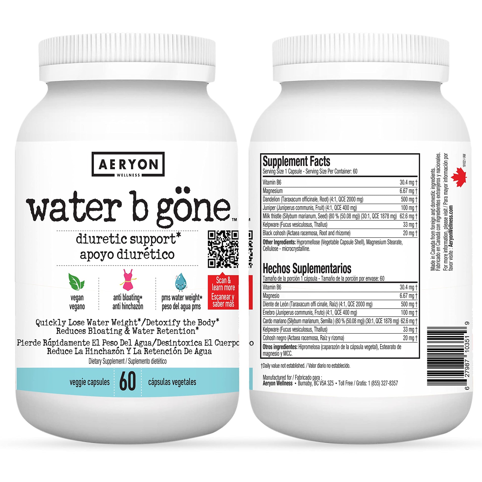 Water B Gone – Diuretic Pills for Women – Reduce Water Retention and Bloating – Find PMS Aeryon Ashlie Wellness uk supplements