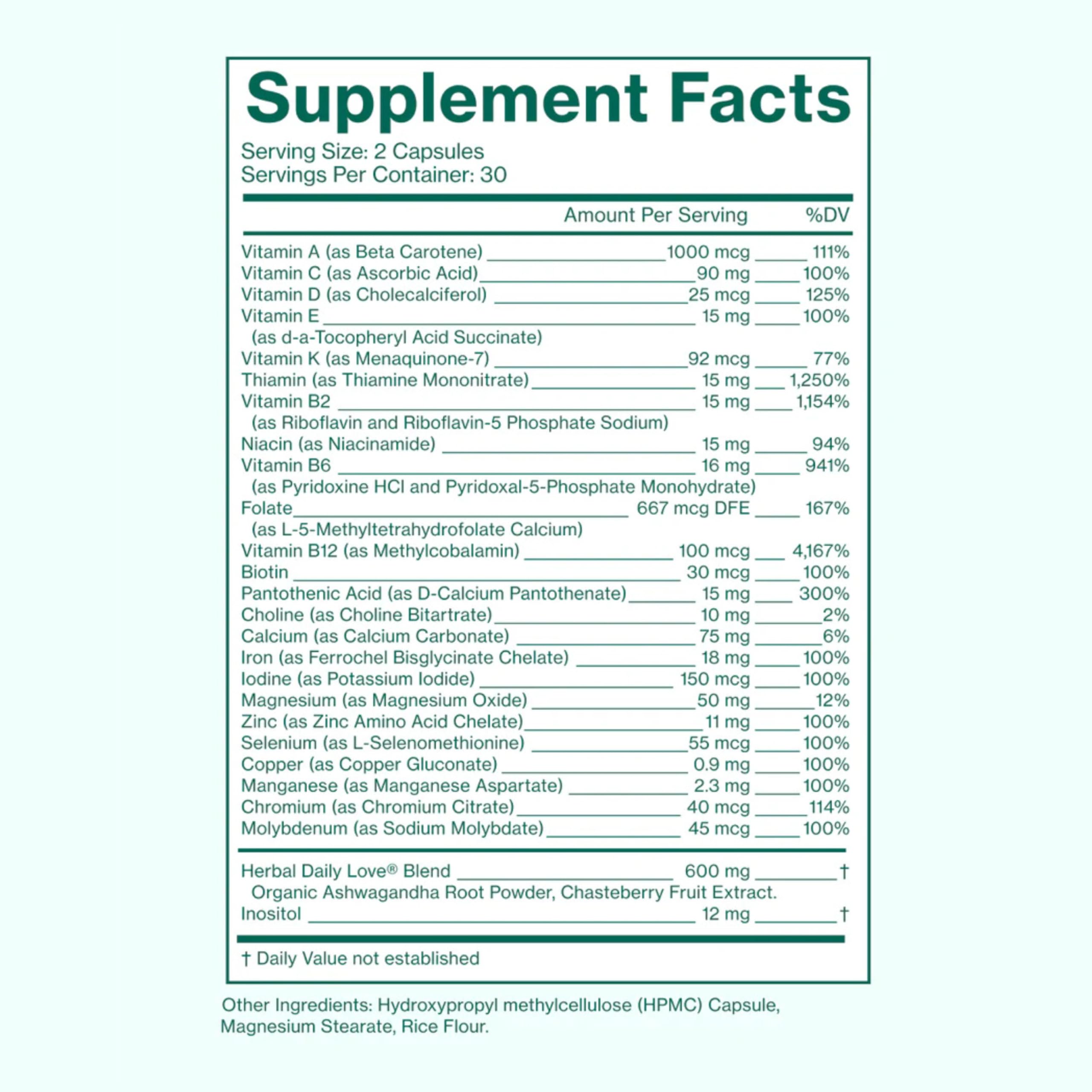 Love Wellness Daily Love Multivitamin for Women | Supports Energy, Cortisol, Immune Health, Stress Relief, & PMS | Complete with Vitamin D, C, Iron, Calcium, Zinc, & Biotin, Magnesium | 60 Count Love Wellness uk supplements