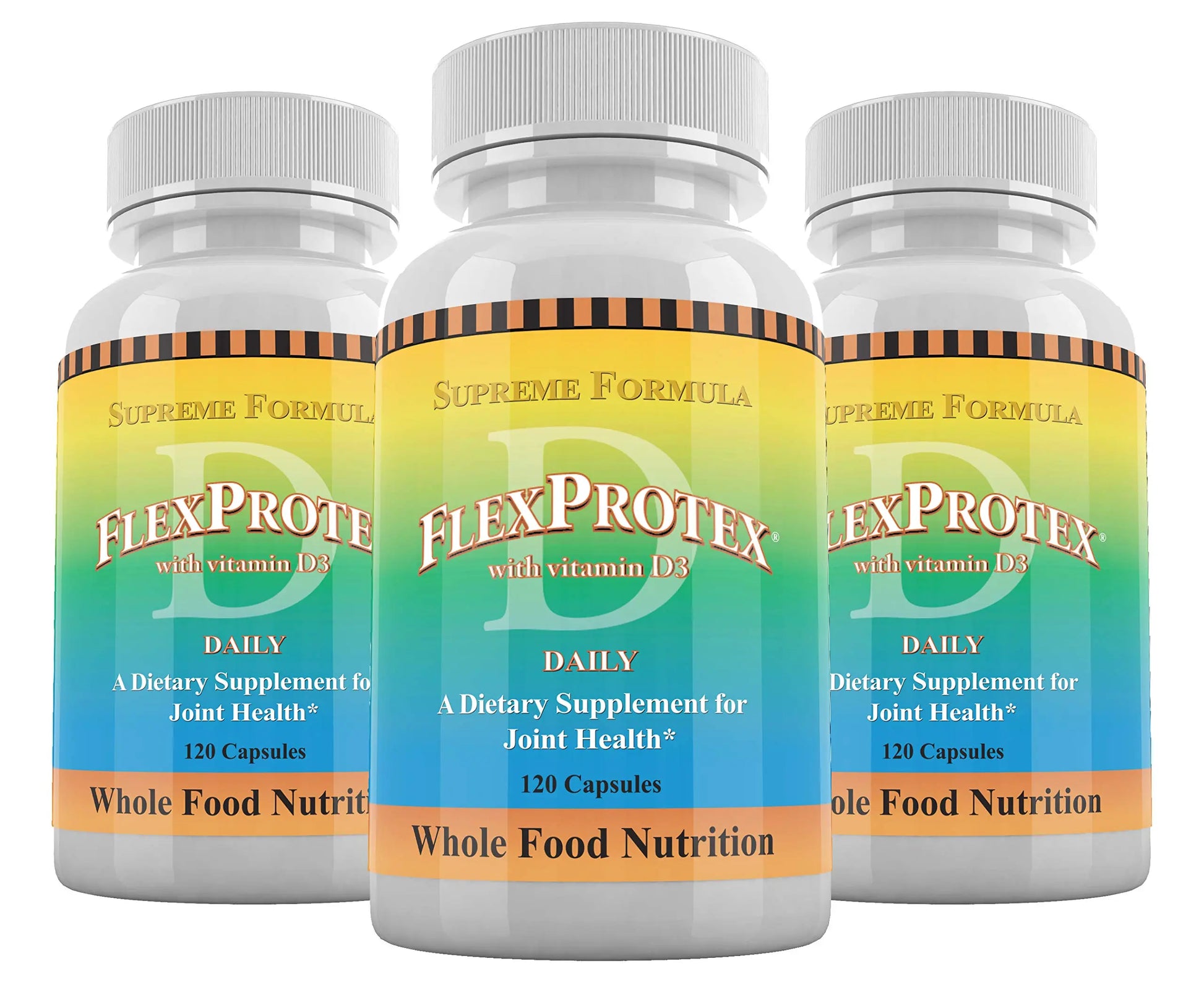 Daily Health, FlexProtex D Joint Muscle Support Supplement 3 Bottles Plus 1 Bottle Daily Marine Coral Calcium 90 Capsules Daily Health uk supplements