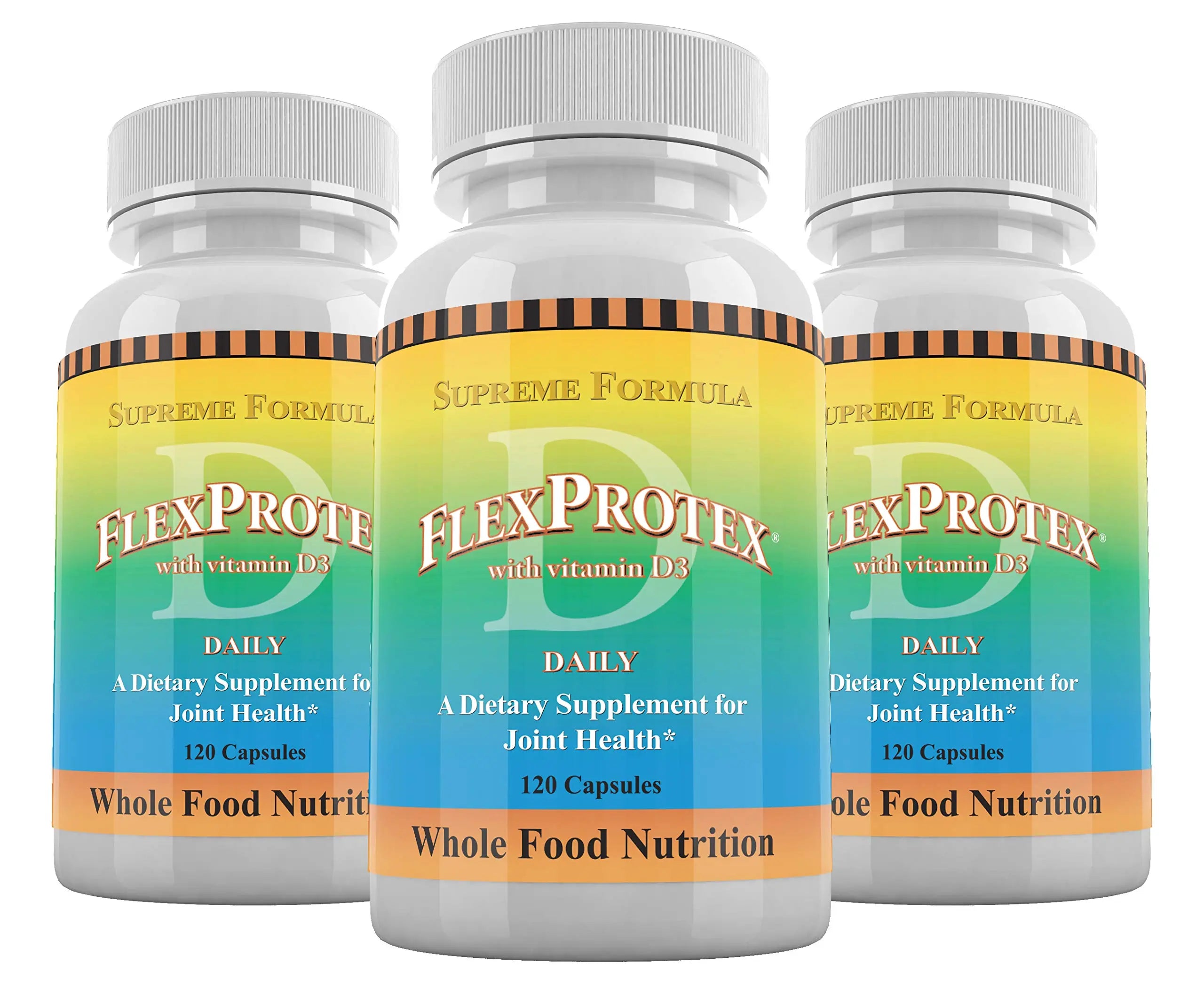 Daily Health, FlexProtex D Joint Muscle Support Supplement 3 Bottles Plus 1 Bottle Daily Marine Coral Calcium 90 Capsules Daily Health uk supplements