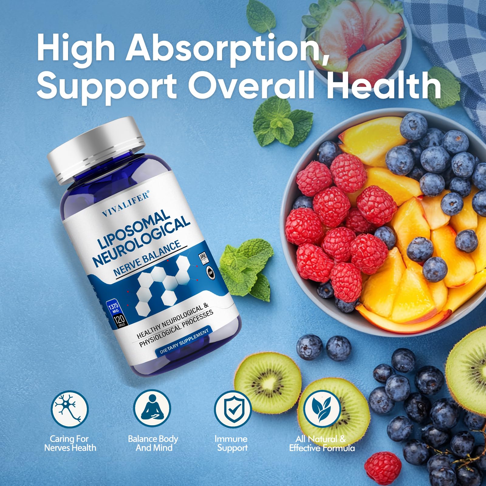 DQQI Migraine Relief Supplement | 120 Capsules Liposomal Neurological Health Formula with Magnesium Glycinate, Riboflavin (Vitamin B2) & Feverfew | Daily Brain Function DQQI uk supplements