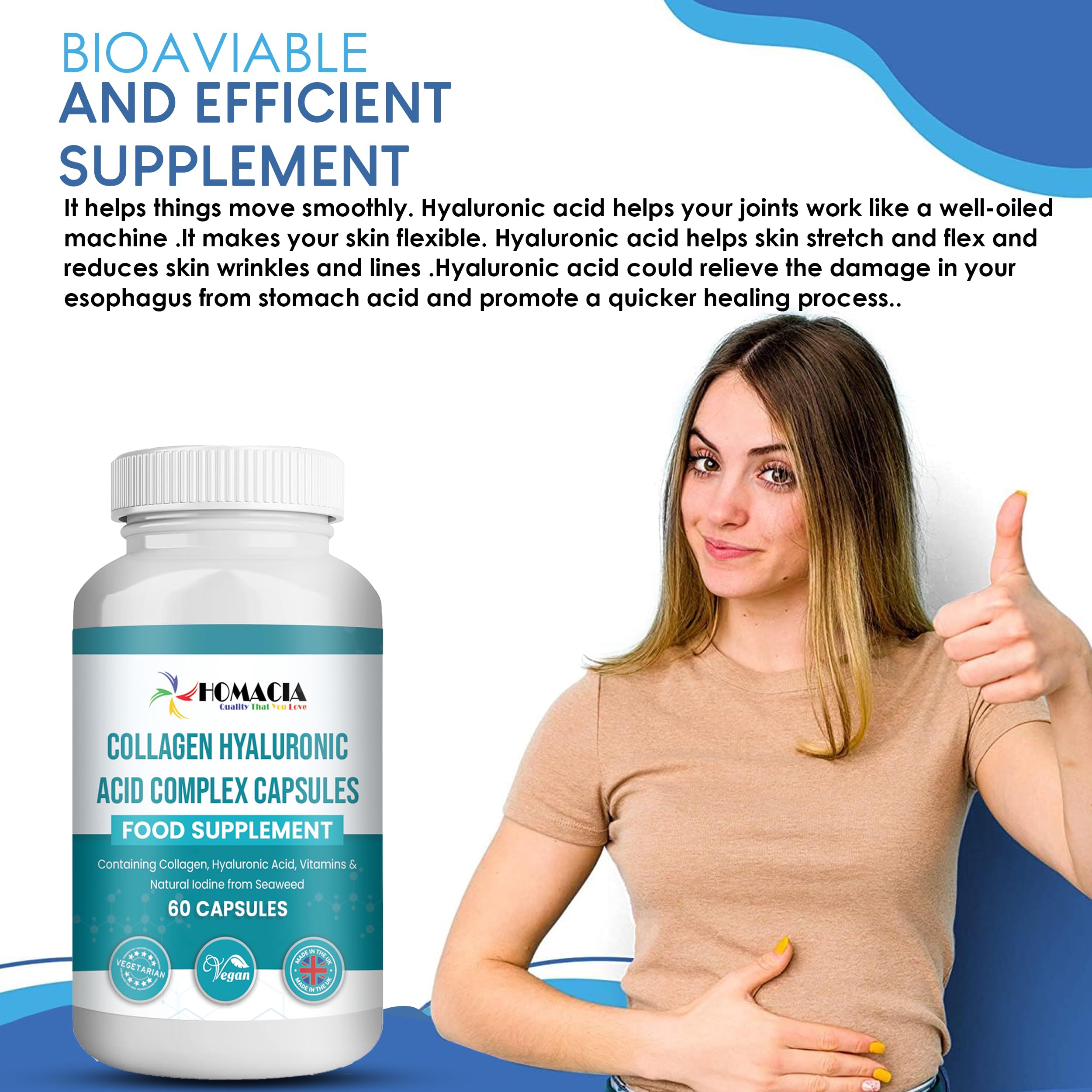 Homacia’s Collagen Capsules | Marine Collagen with Hyaluronic Acid | Pure Collagen Supplements for Women HOMACIA Quality That You love uk supplements