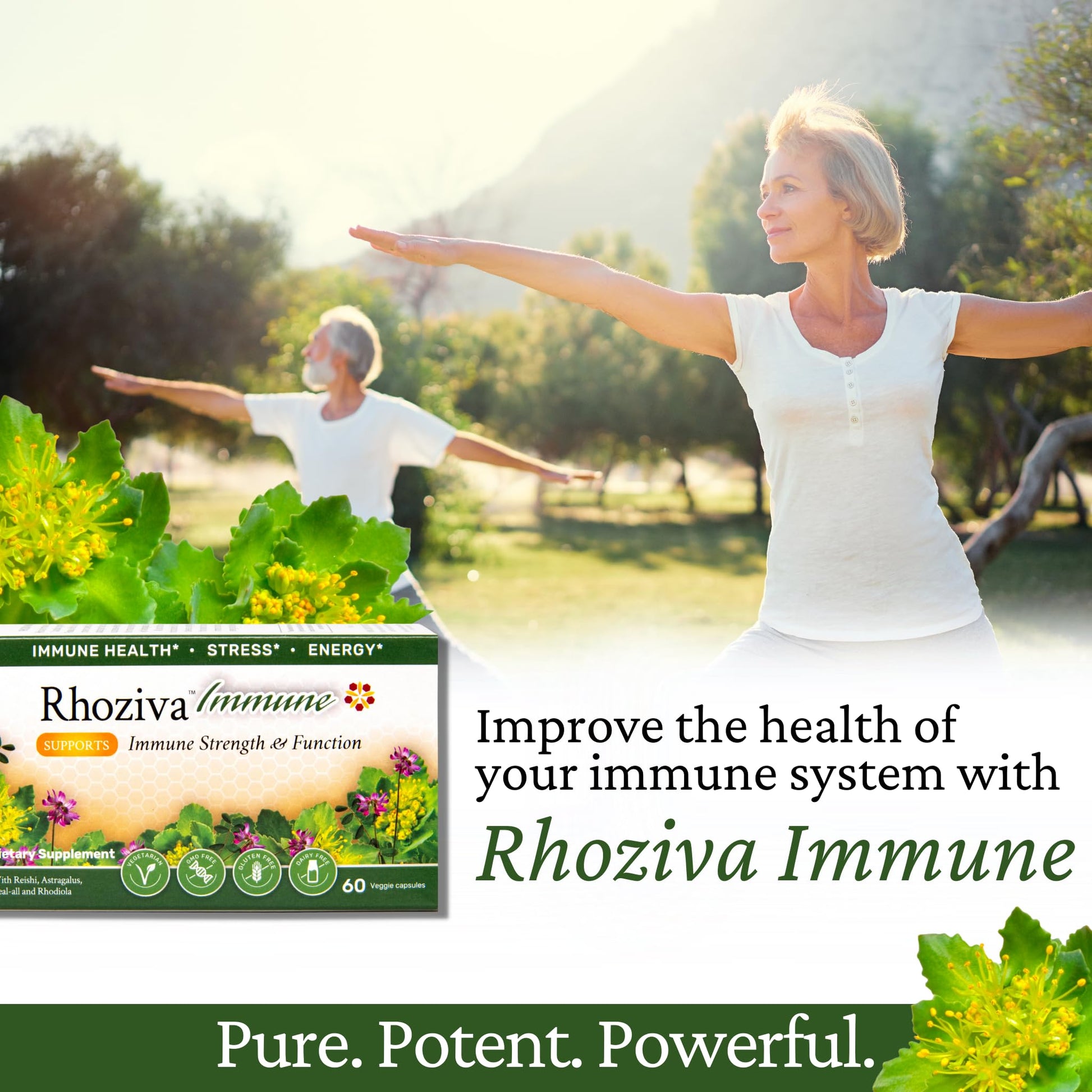 Immune Support, Energy Booster with Vitamin C, D3 and Zinc Supplement, Rhodiola Rosea, Reishi Mushroom Extract, Astragalus, Overall Wellness and Daily Habit - 60 Capsules Rhoziva uk supplements